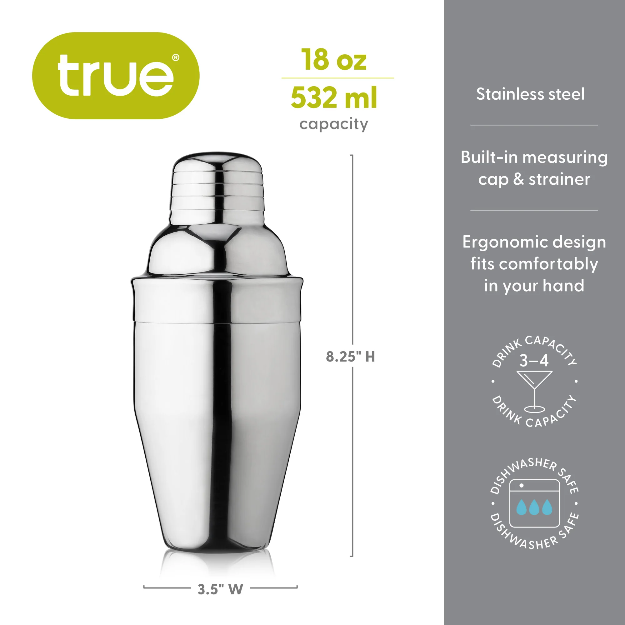 Contour 18 oz Cocktail Shaker in Stainless Steel - Image 8