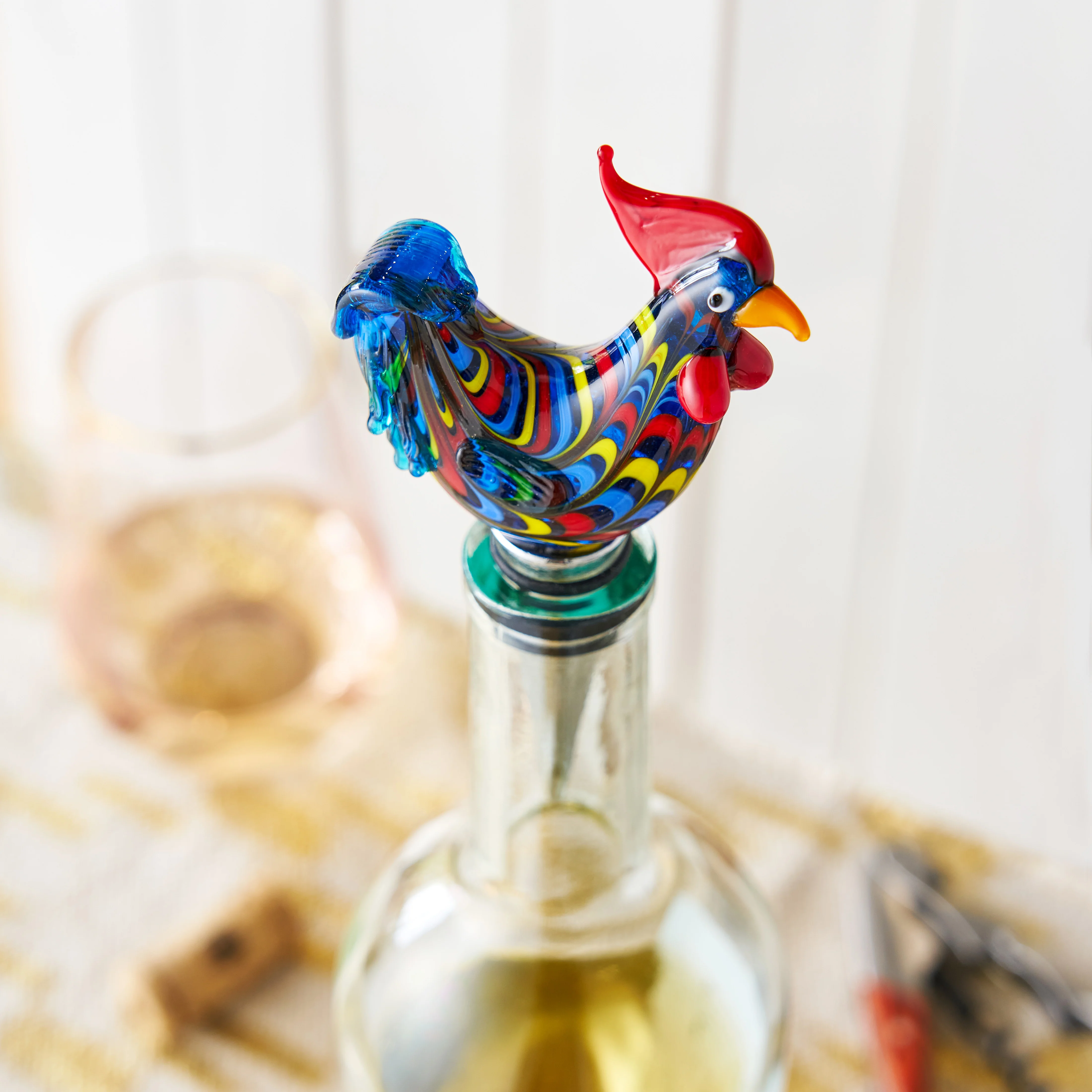 Rooster Glass Bottle Stopper - Image 3