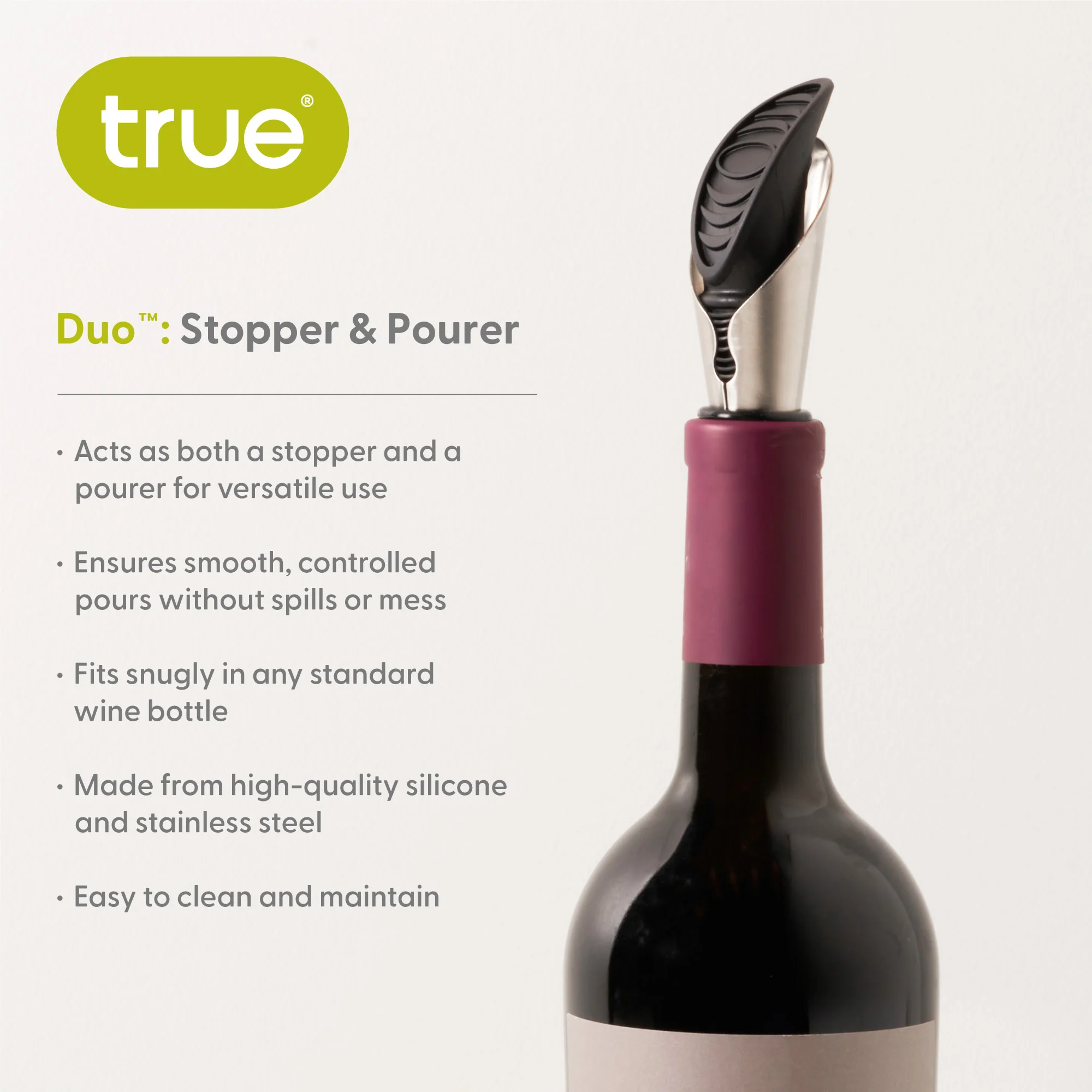 Duo Bottle Stopper and Pourer in Black - Image 5