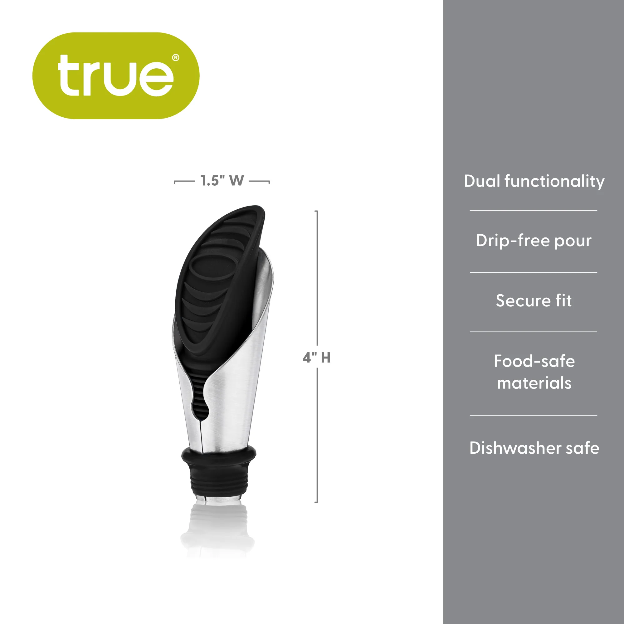 Duo Bottle Stopper and Pourer in Black - Image 6