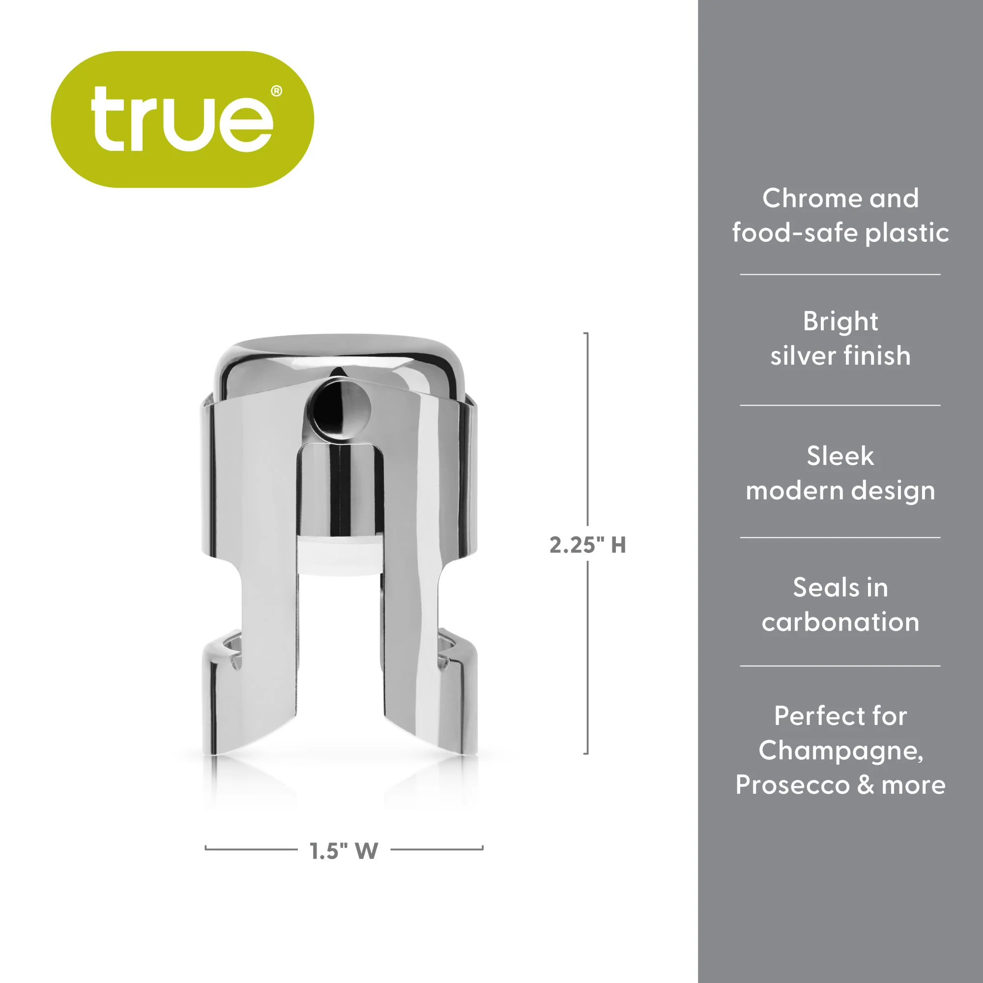 Fizz Champagne Stopper in Chrome - Image 7