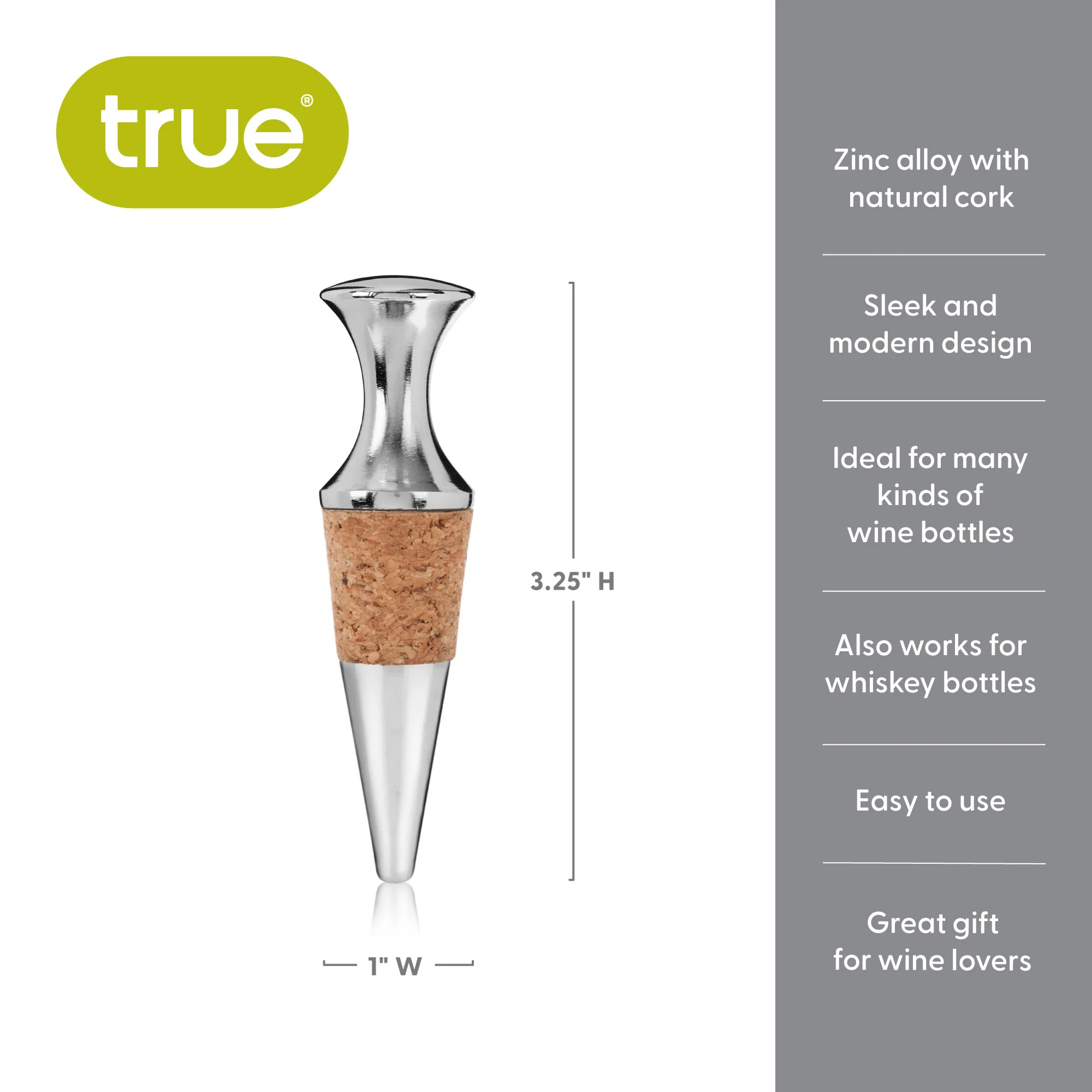 Monarch Chrome & Cork Bottle Stopper - Image 6