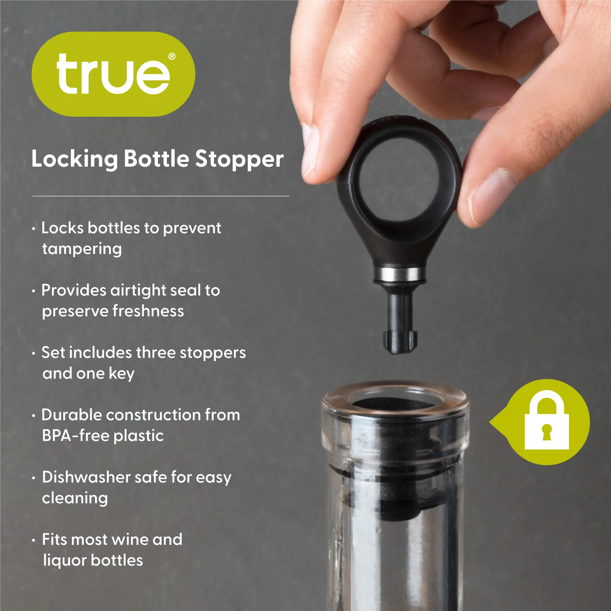 Locking Bottle Stoppers with 1 Key & 3 Stoppers - Image 6