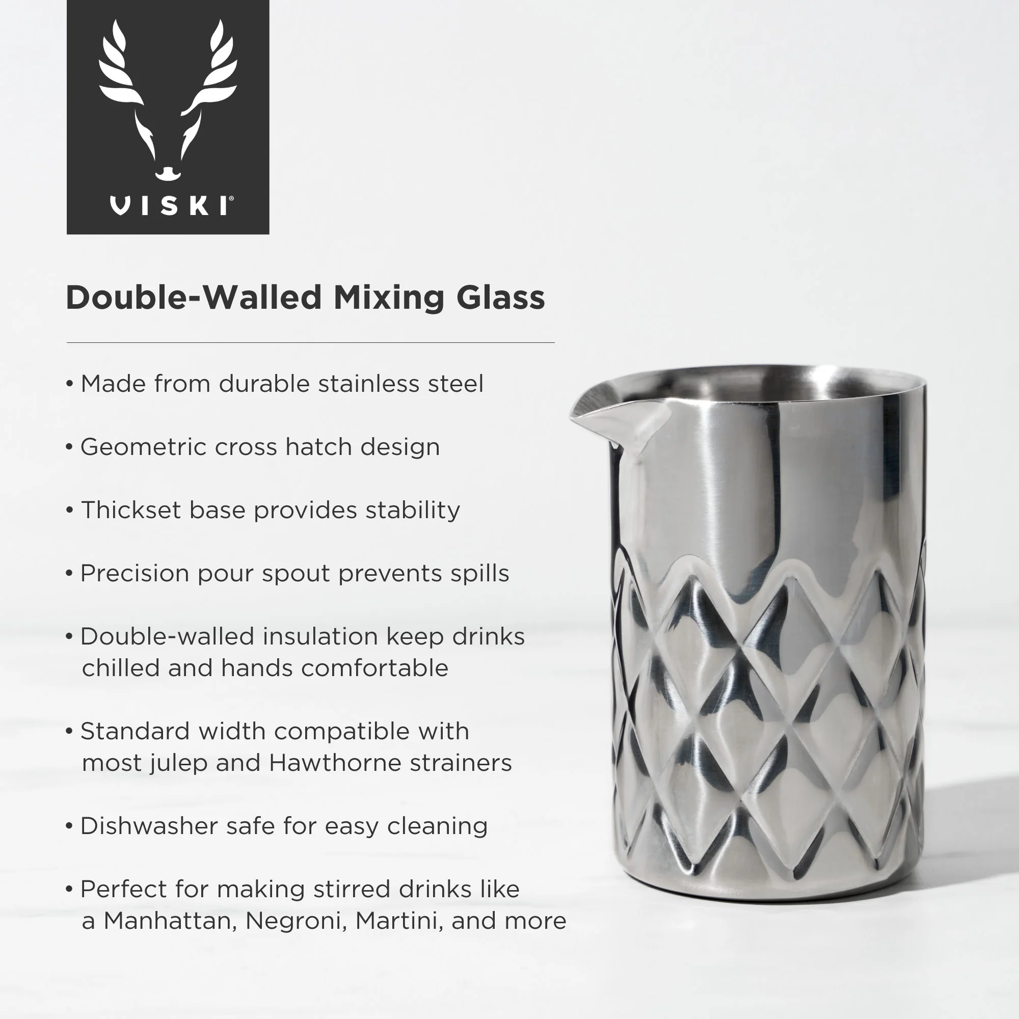 Admiral Double Walled Mixing Glass in Stainless Steel - Image 5