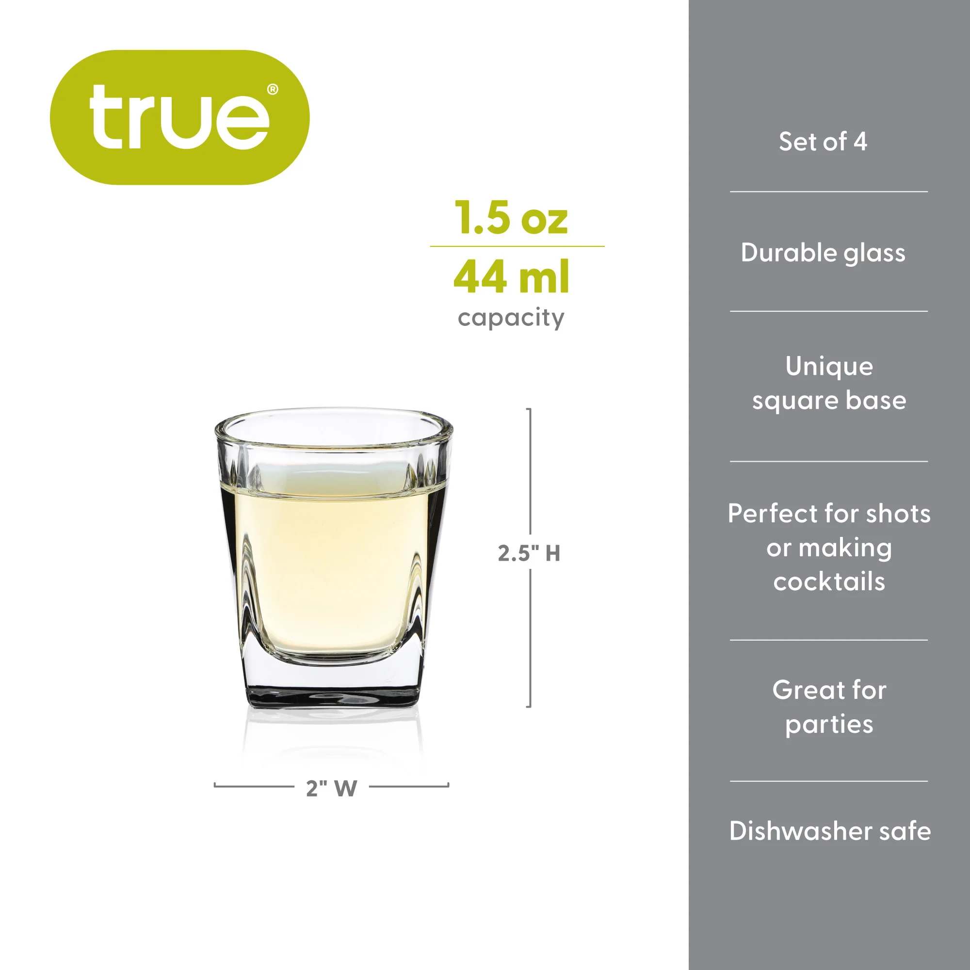 Square 1.5 oz Shot Glasses, Set of 4 - Image 8