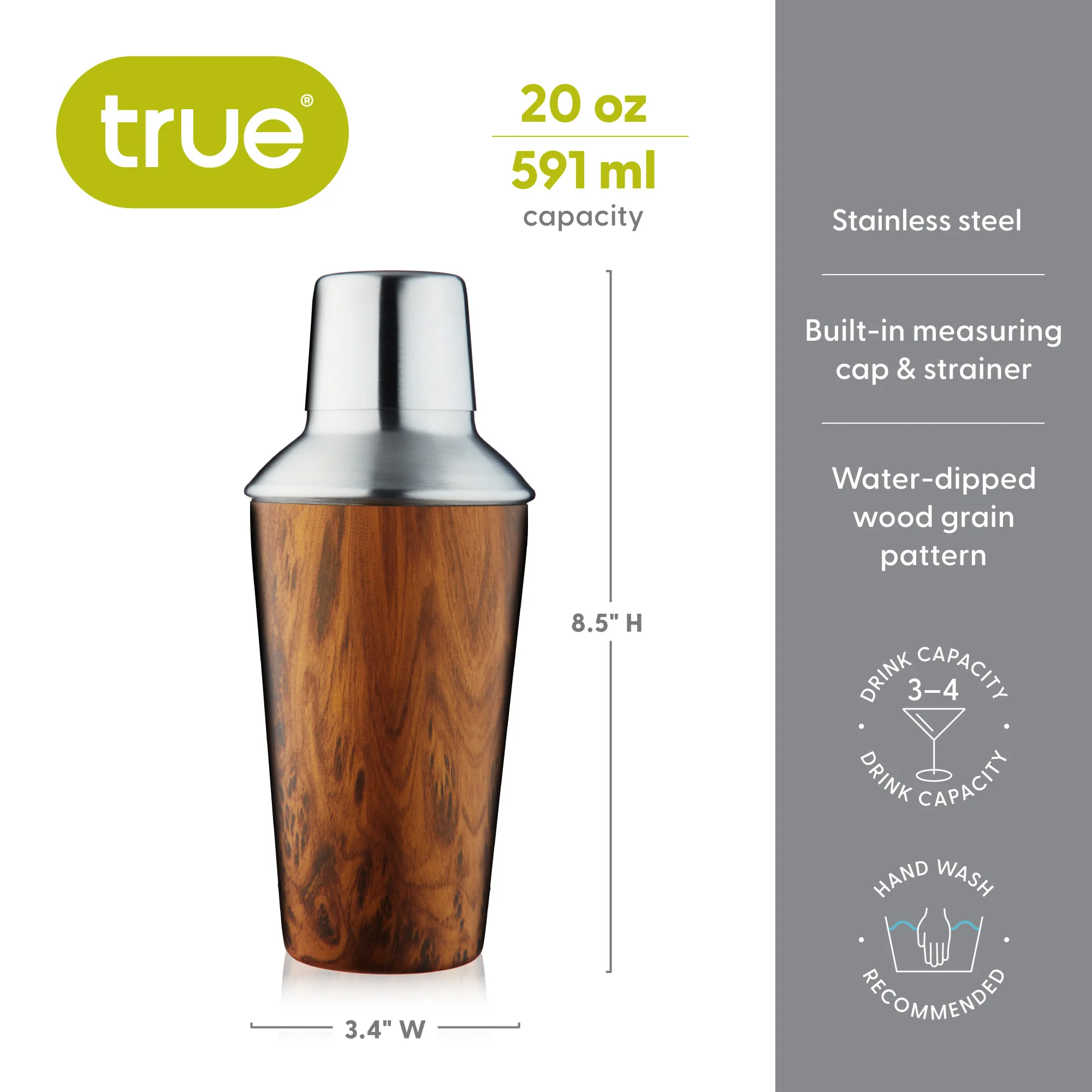 Wood Pattern 20 oz Cocktail Shaker - Image 8