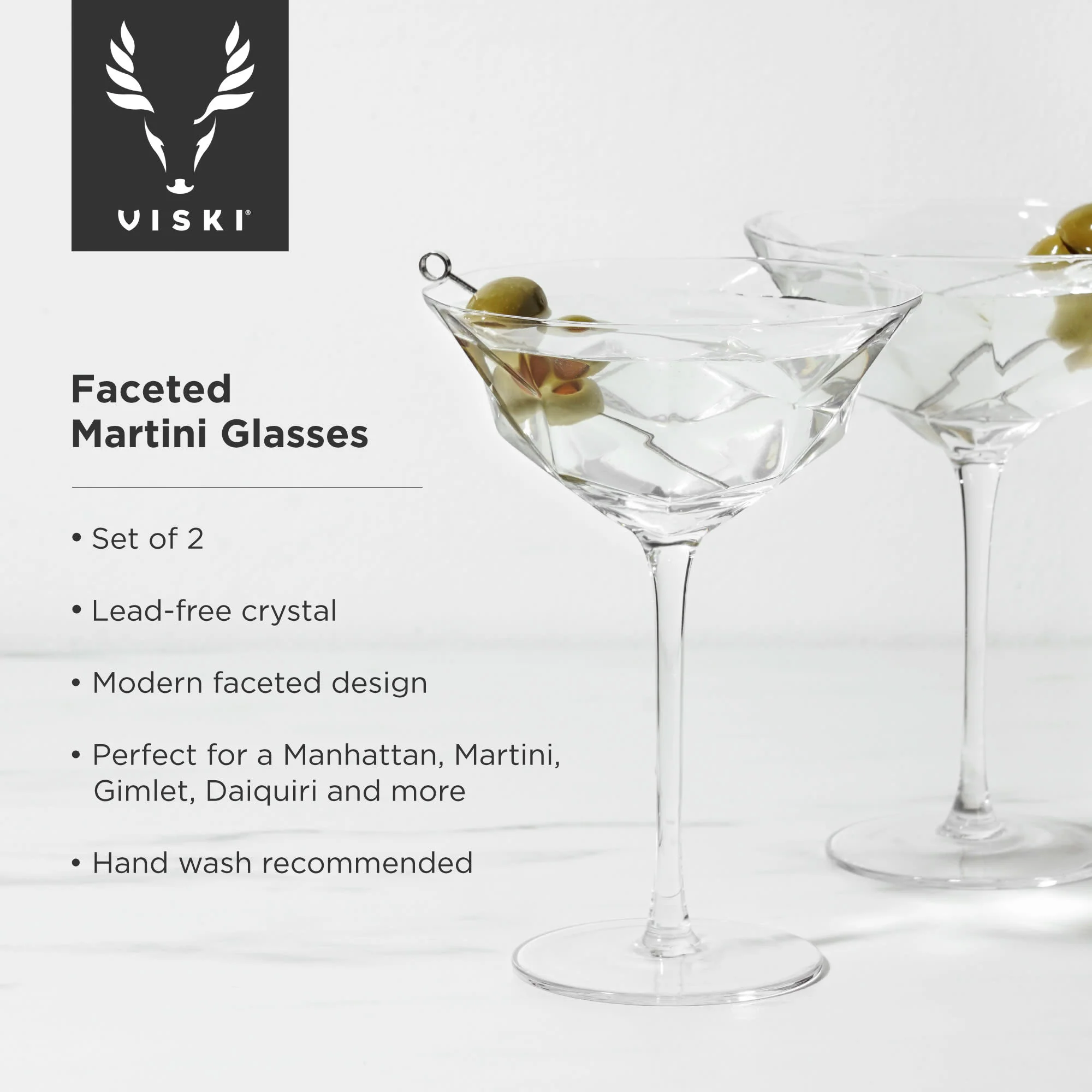 Seneca Crystal Faceted Martini Glasses, Set of 2 - Image 6