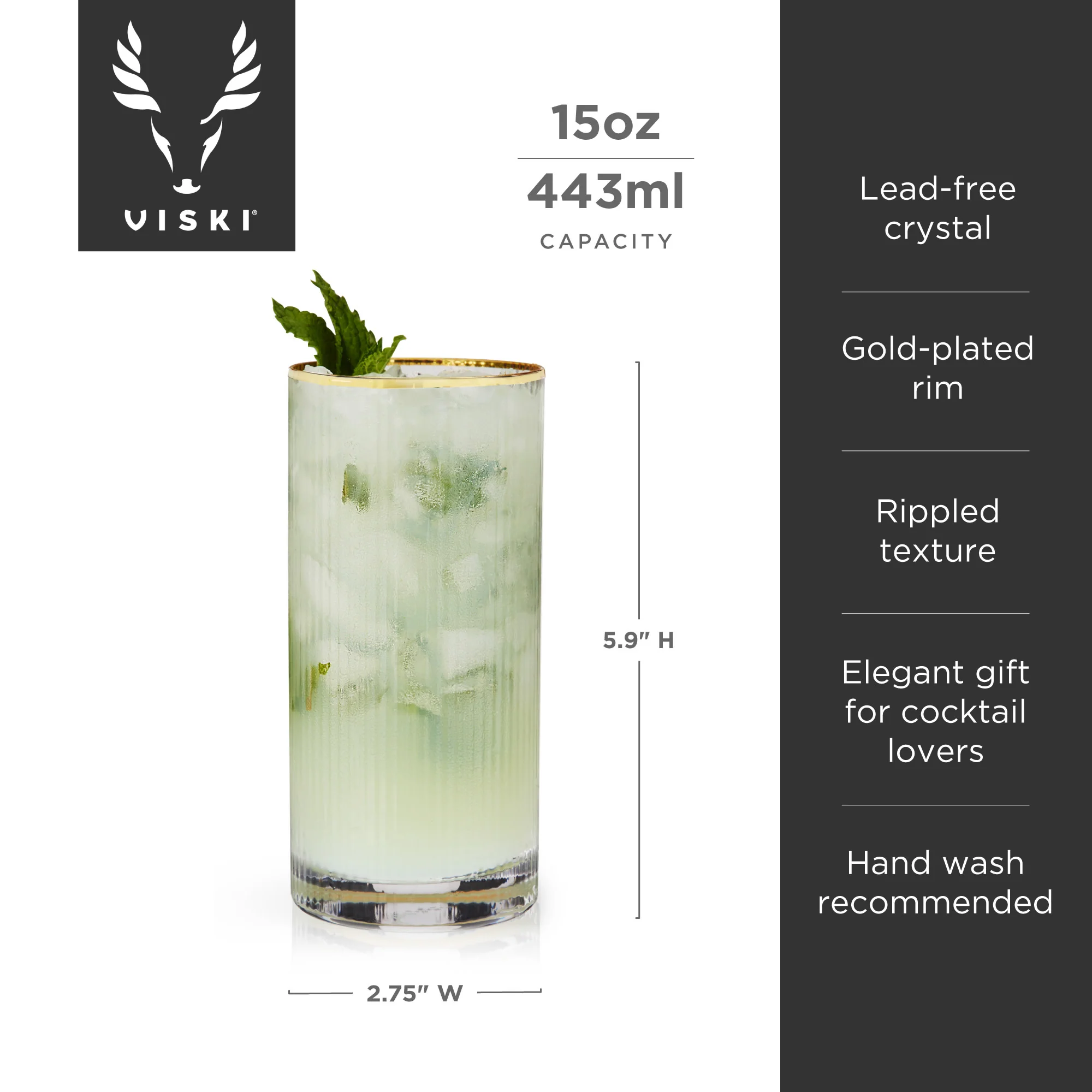 Meridian Crystal Highball Glasses, Set of 2 - Image 7