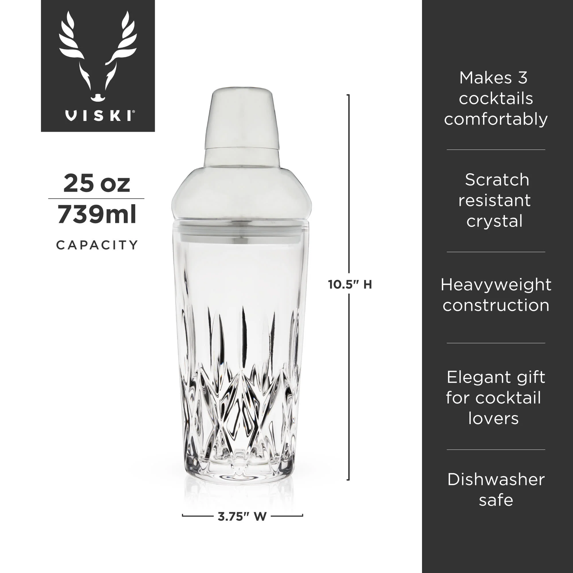 Admiral Crystal Cocktail Shaker in Stainless Steel - Image 9