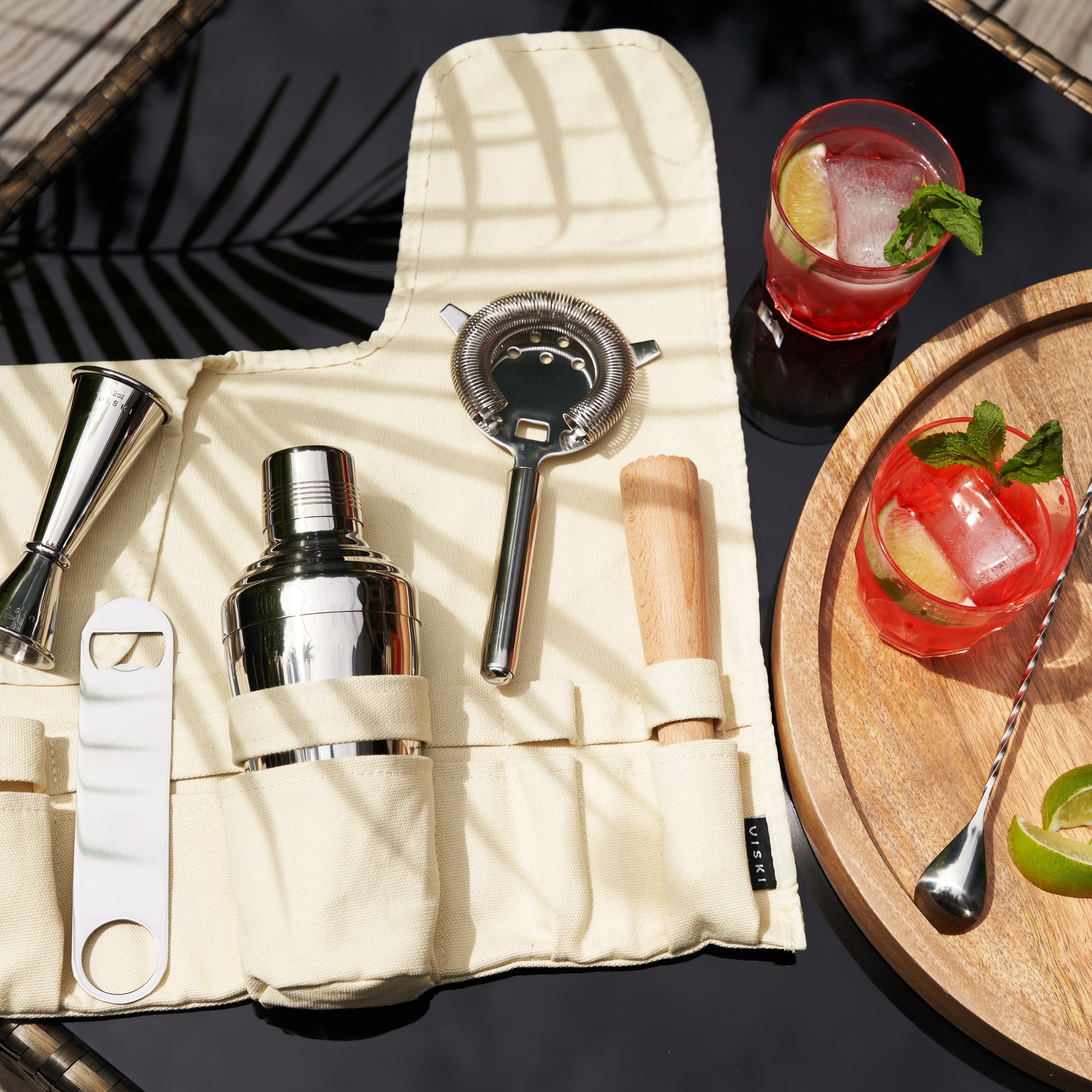 6-Piece Travel Barware Set in Stainless Steel with Canvas Bag - Image 5