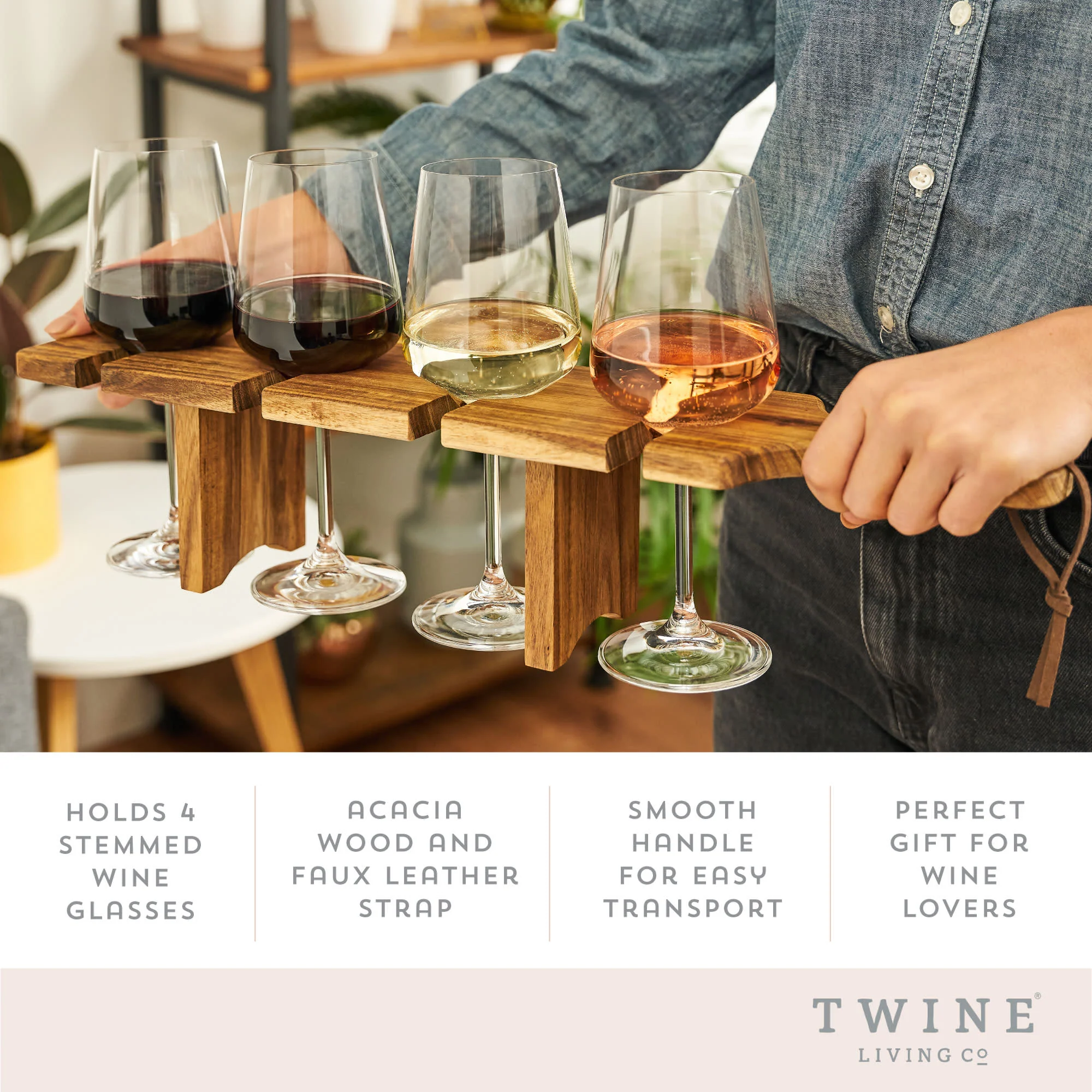 Acacia Wood  Easy Transport Wine Flight Carrier - Image 7