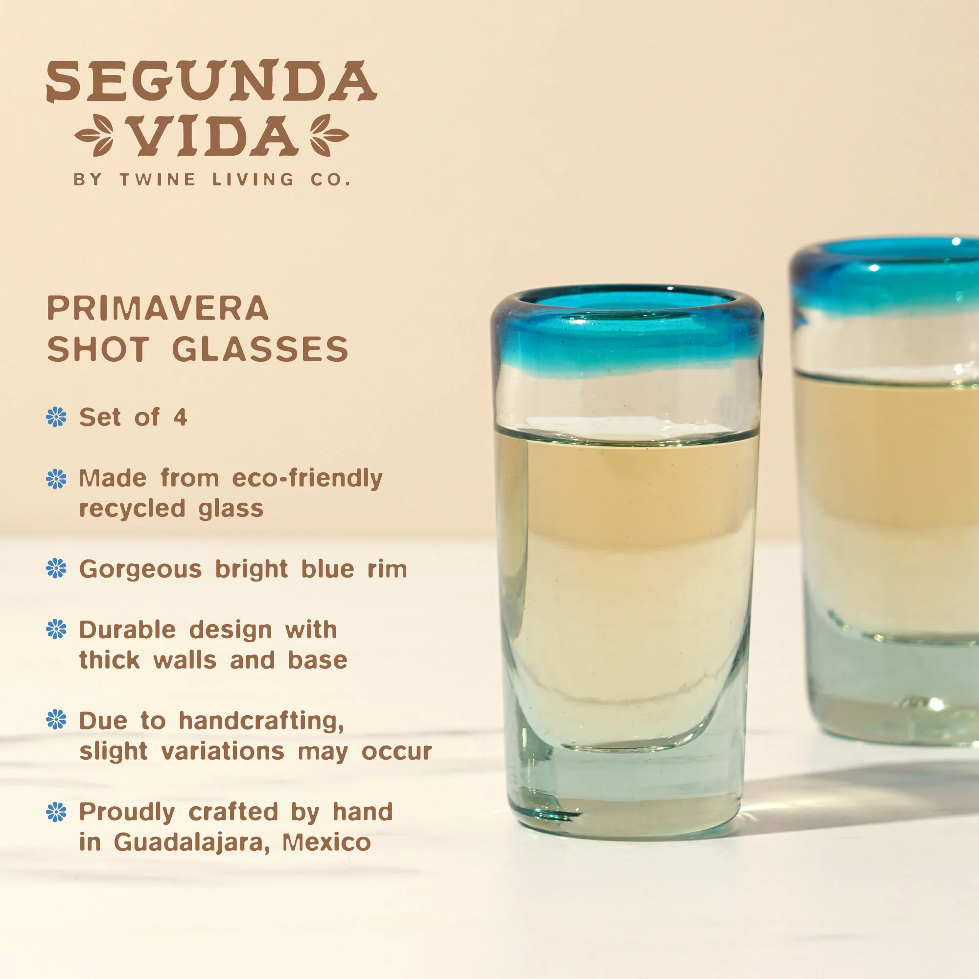 Segunda Vida Primavera Recycled Shot Glasses, Set of 4 - Image 7