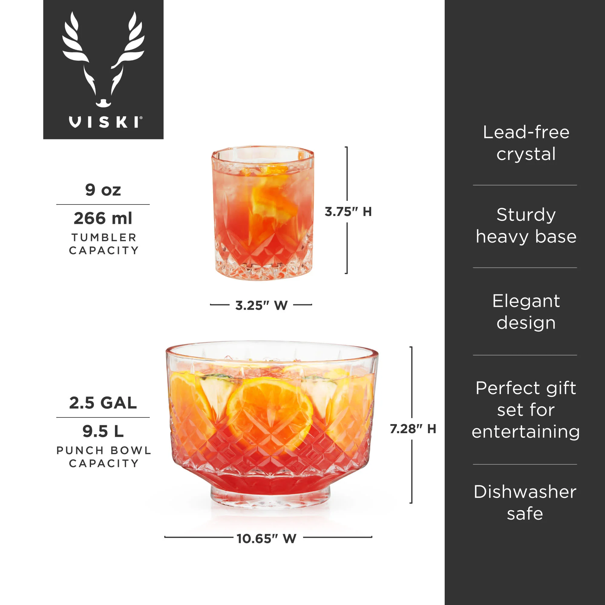 Admiral Crystal 9-Piece Punch Bowl & Tumbler Set - Image 10