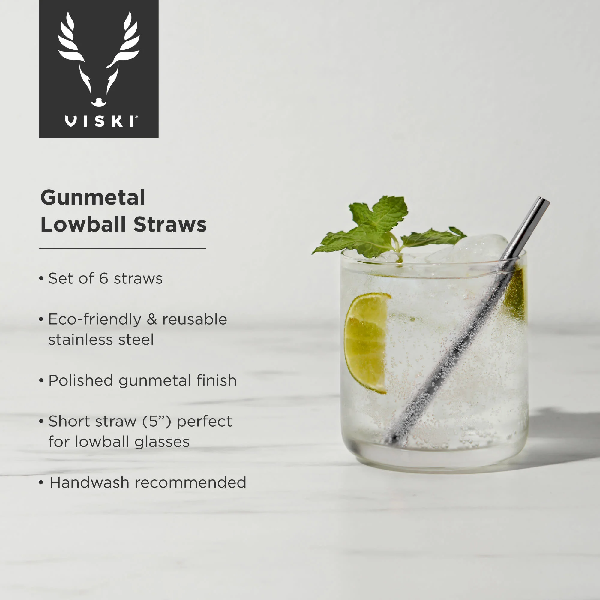 Warren Lowball Straws in Gunmetal, Set of 6 - Image 5