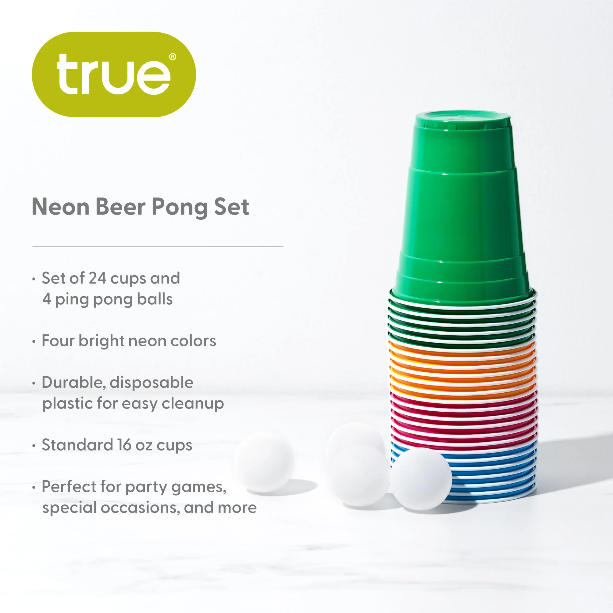 Party Beer Pong Kit in Assorted Neon Colors - Image 6