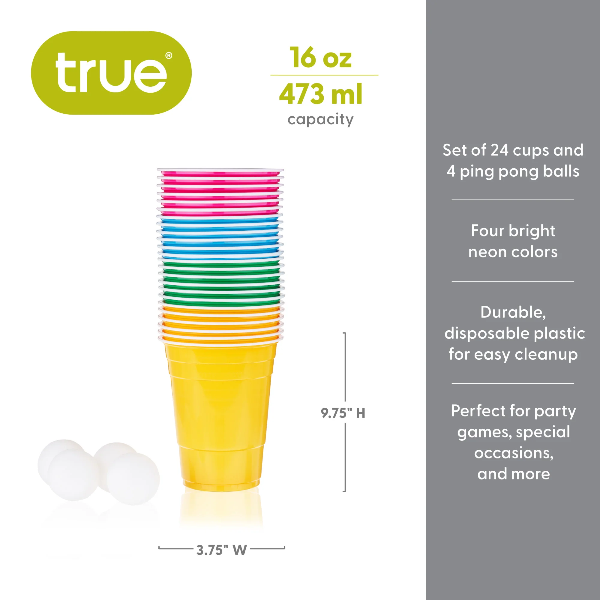 Party Beer Pong Kit in Assorted Neon Colors - Image 7