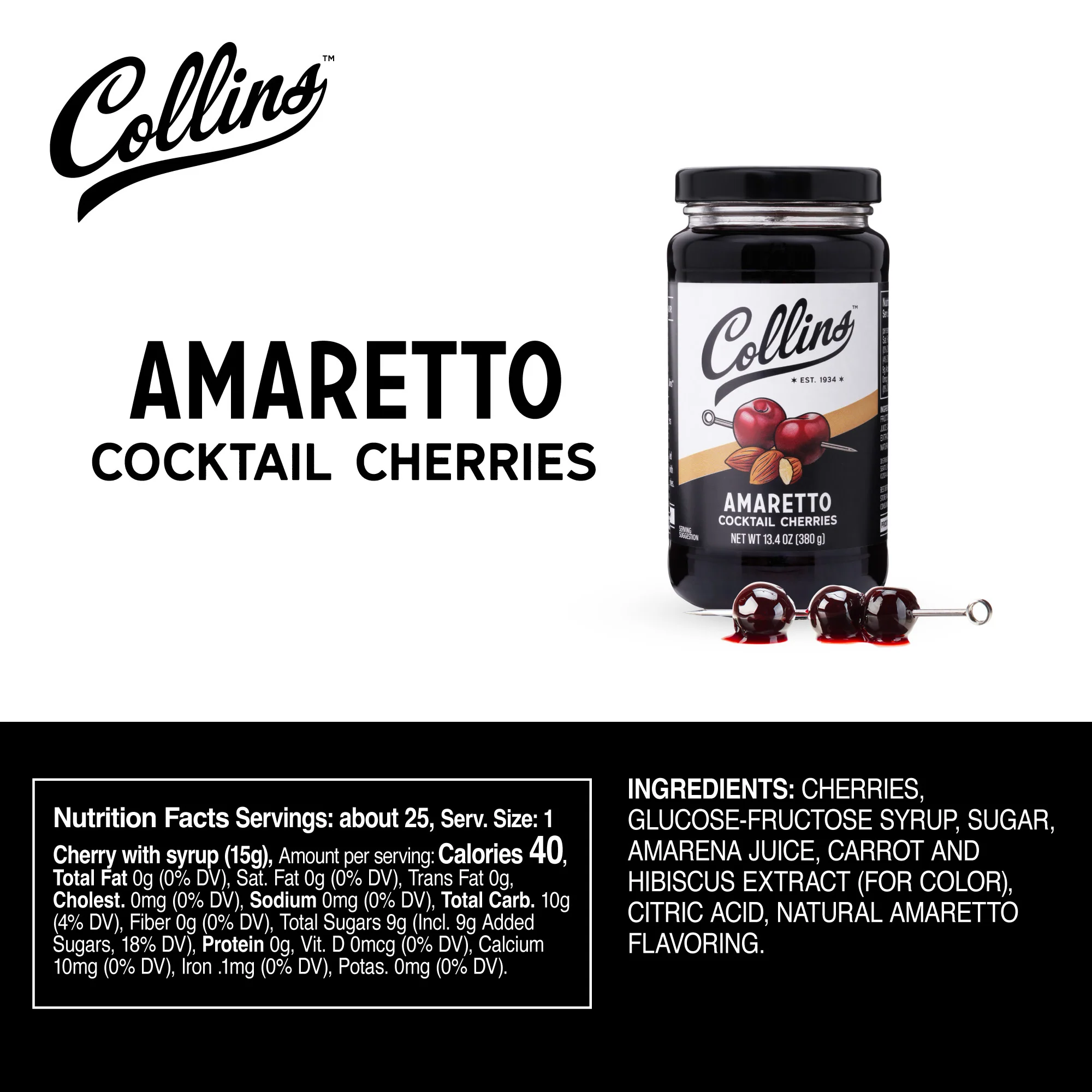 Stemless Amaretto Cherries, 13.4 oz - Image 7