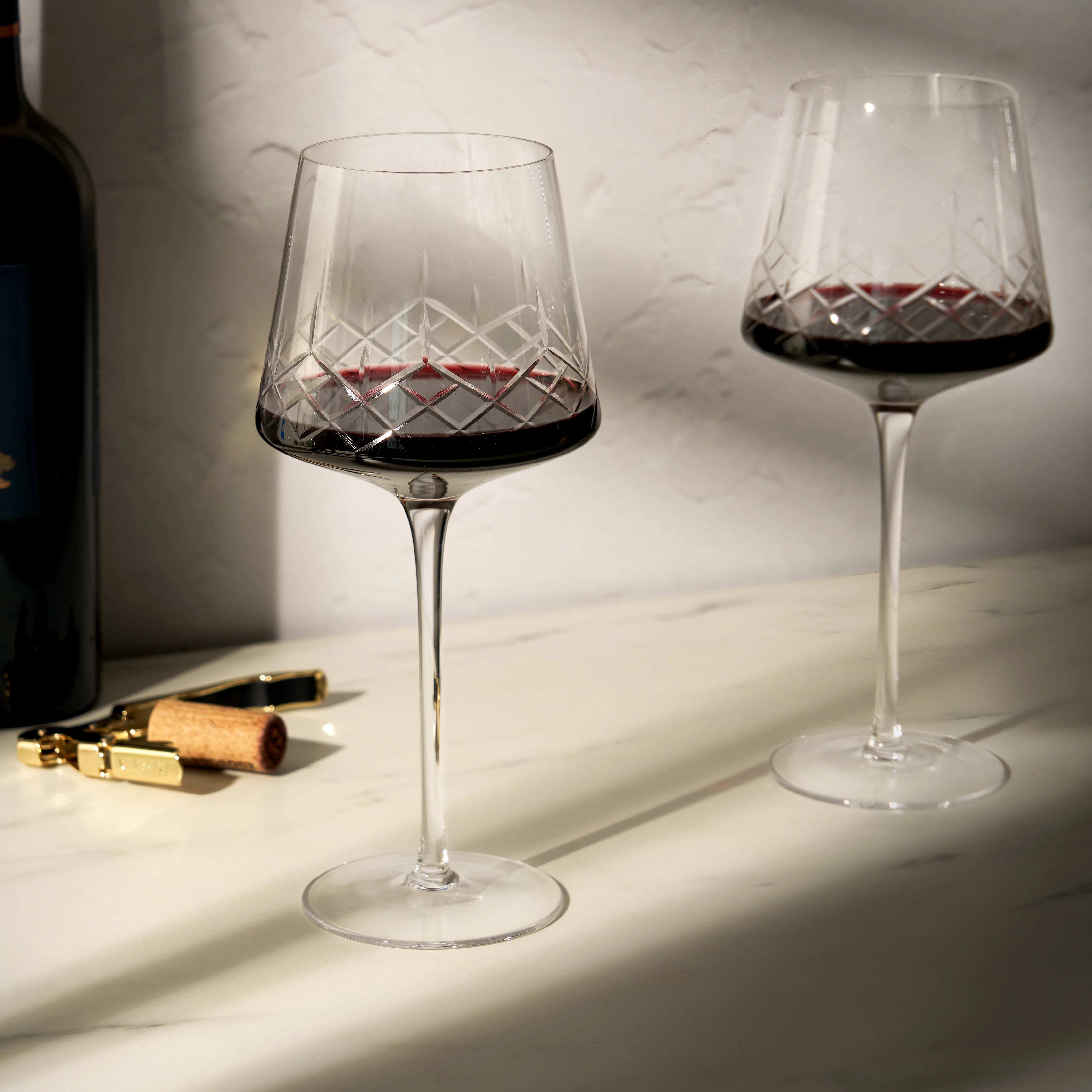 Admiral Crystal Burgundy Wine Glasses, Set of 2 - Image 4