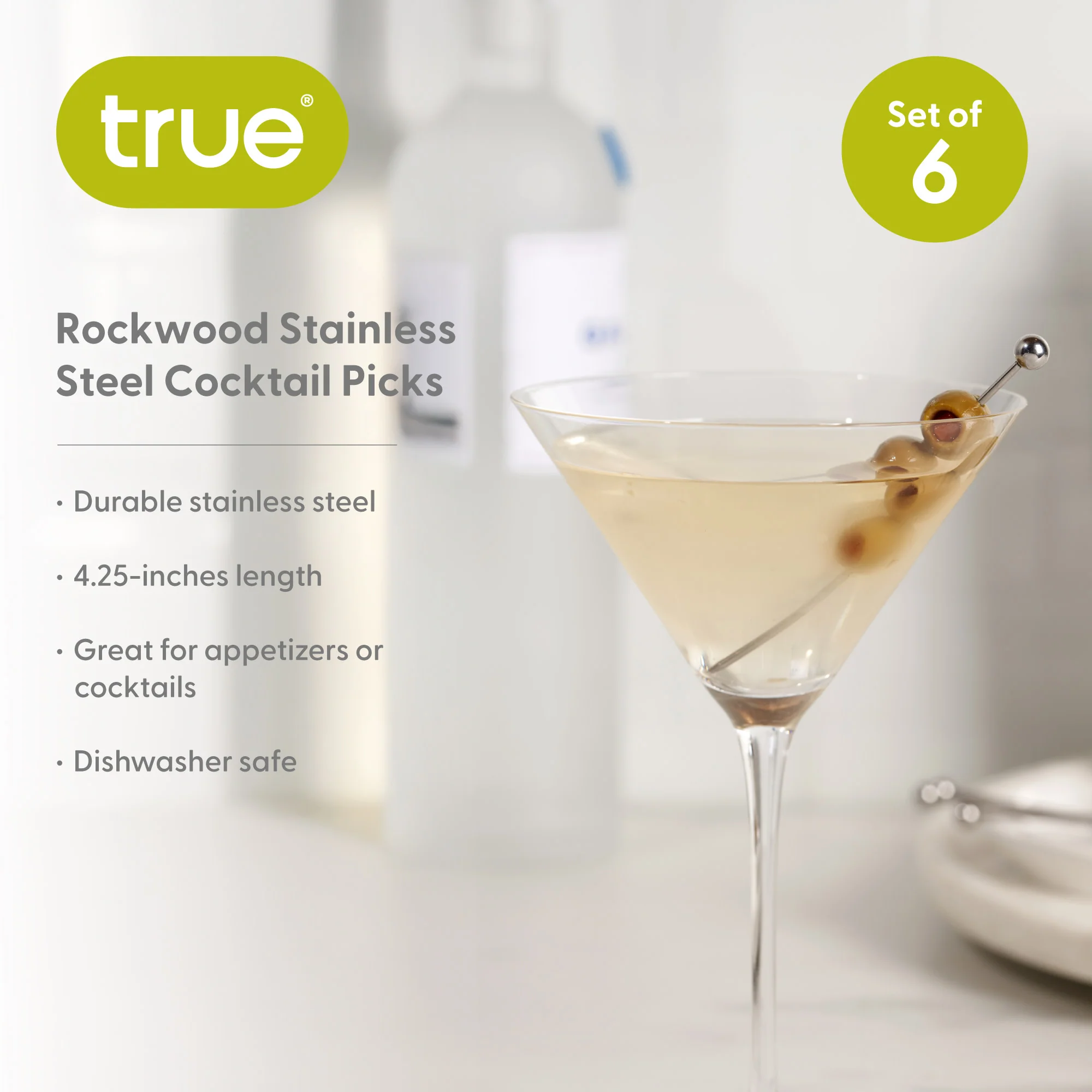 Rockwood Stainless Steel Cocktail Picks, Set of 6 - Image 6