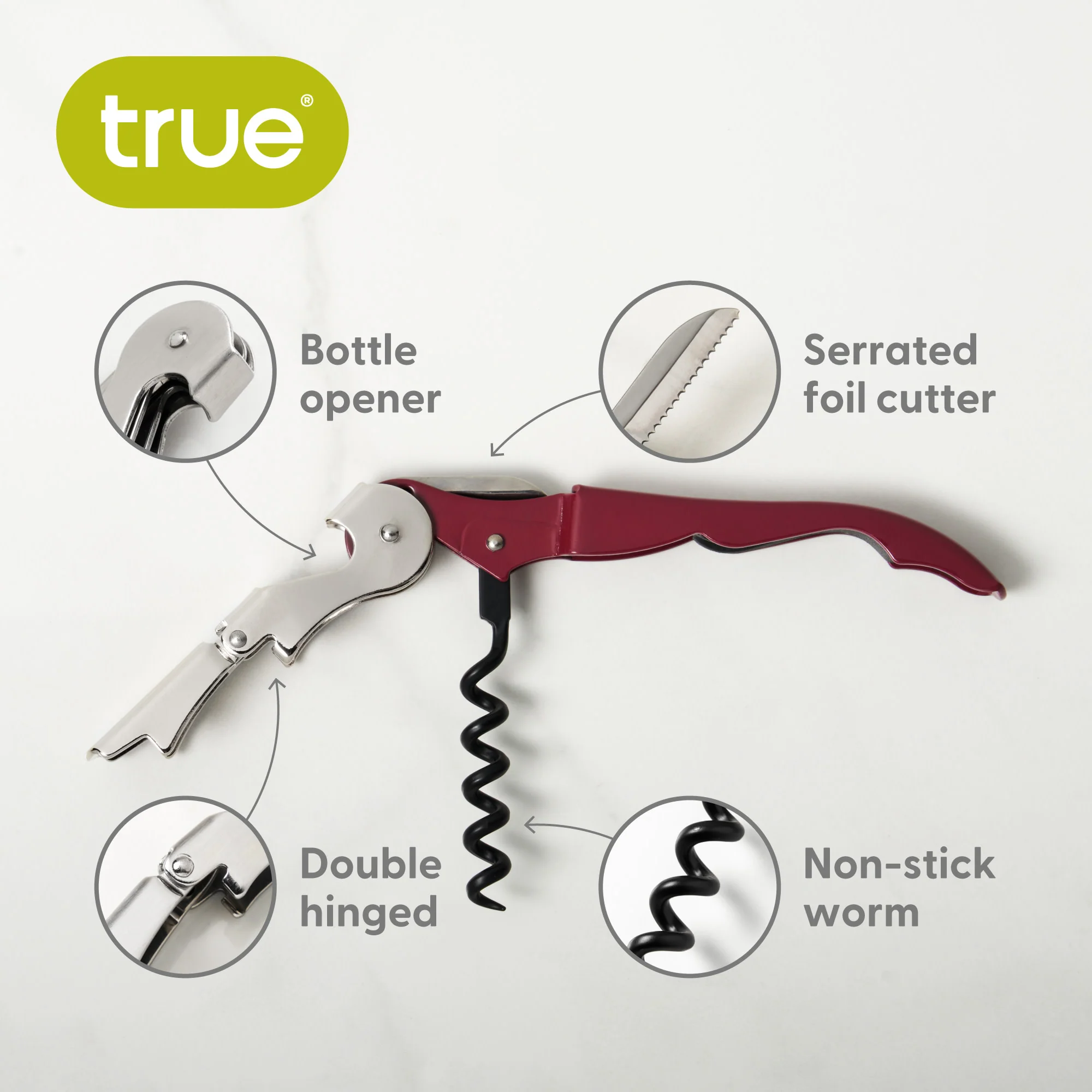 Truetap Waiter's Corkscrew in Burgundy - Image 6