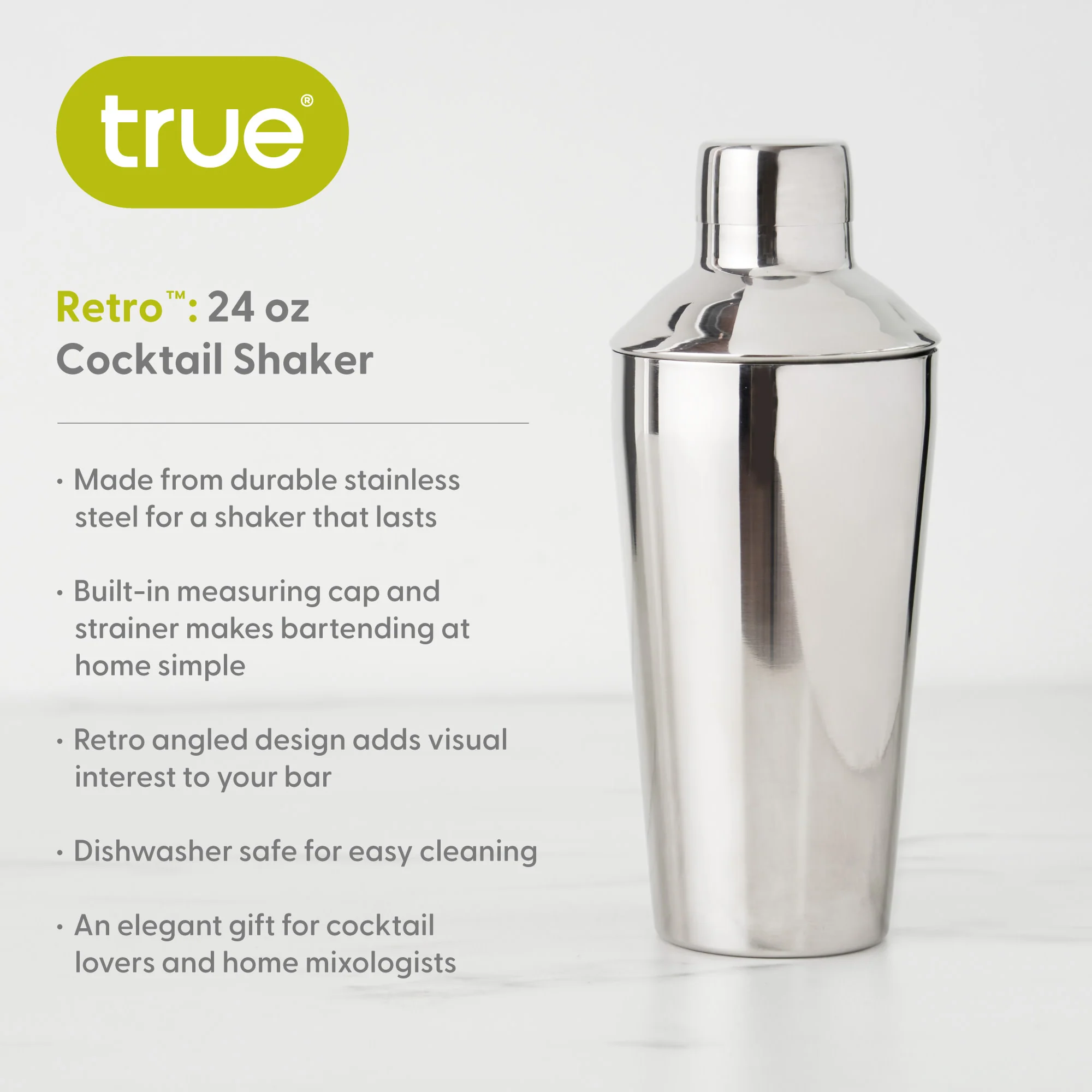 Retro 24 oz Cocktail Shaker in Stainless Steel - Image 7