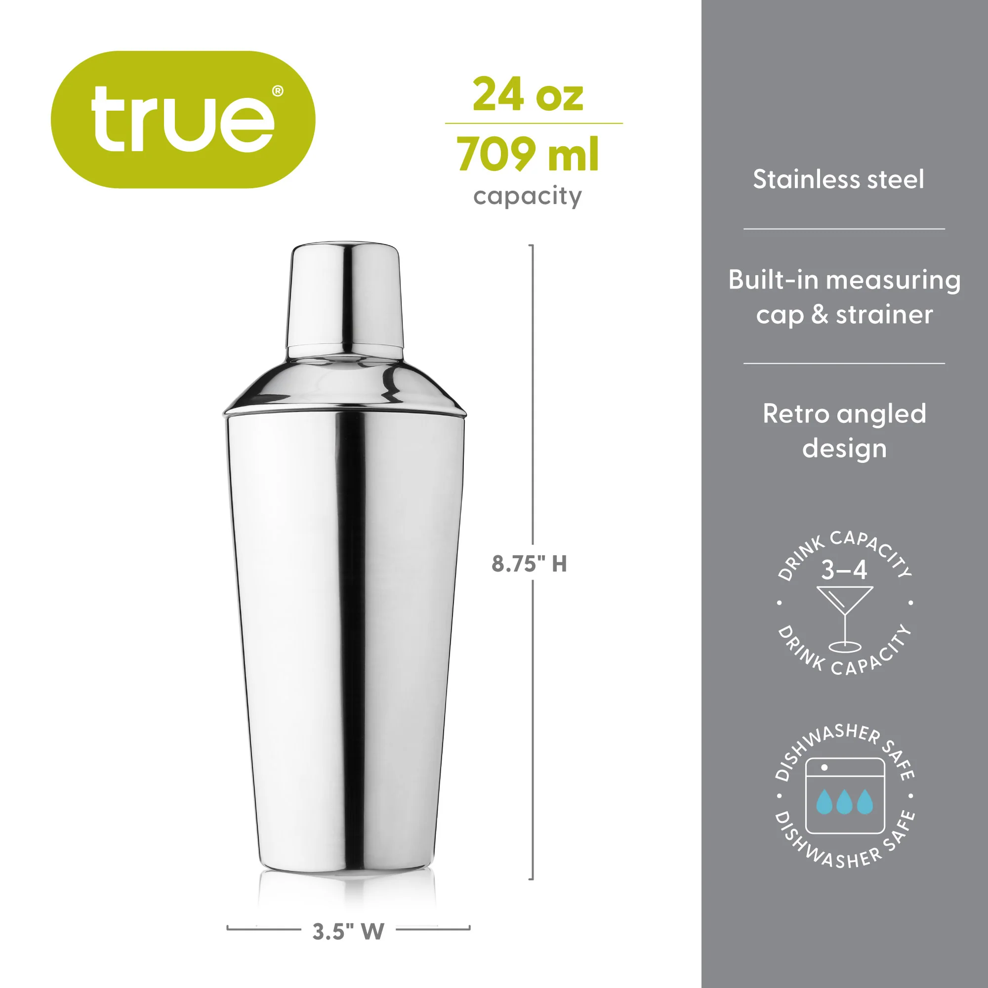 Retro 24 oz Cocktail Shaker in Stainless Steel - Image 8