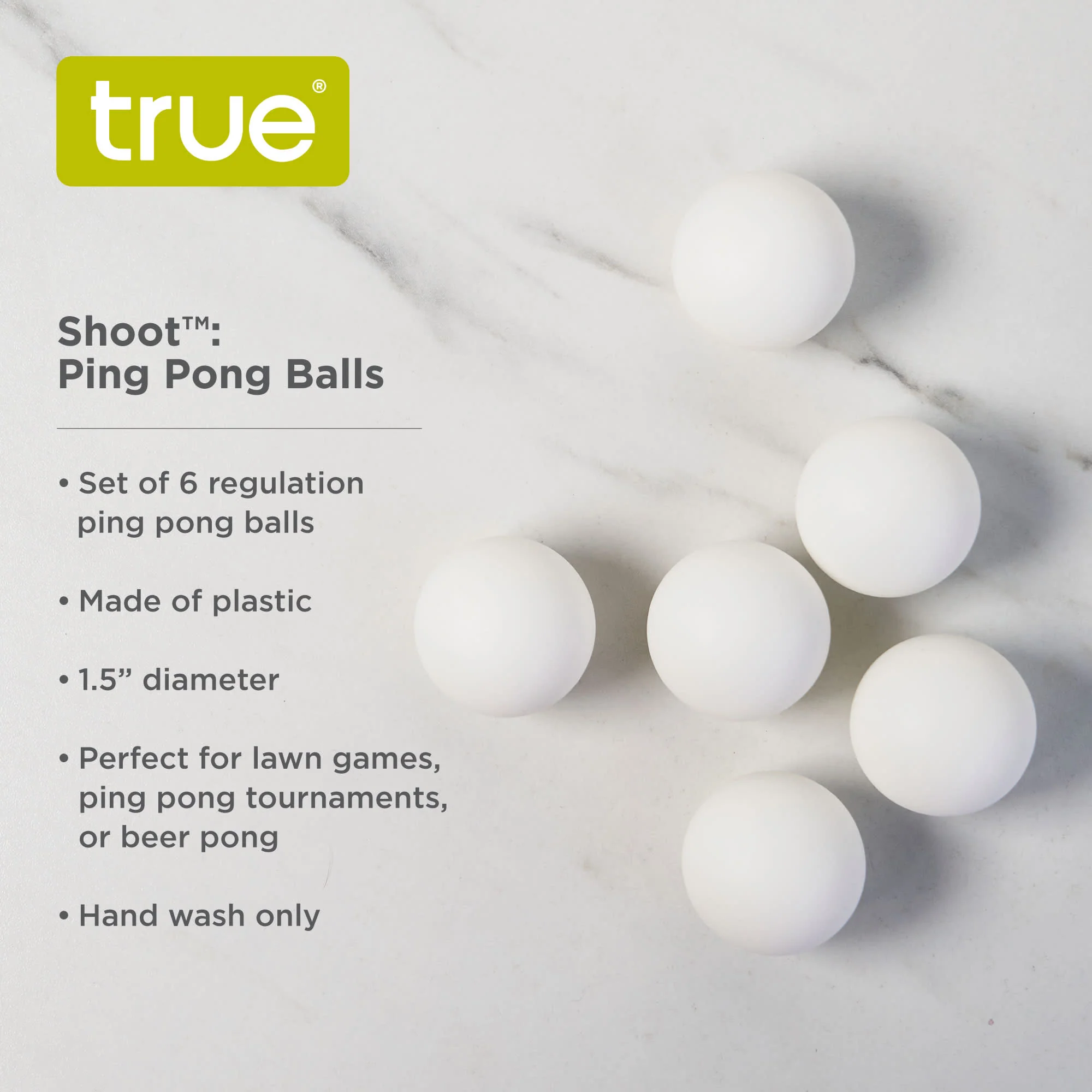 Party Beer Pong Balls in White, Set of 6 - Image 5