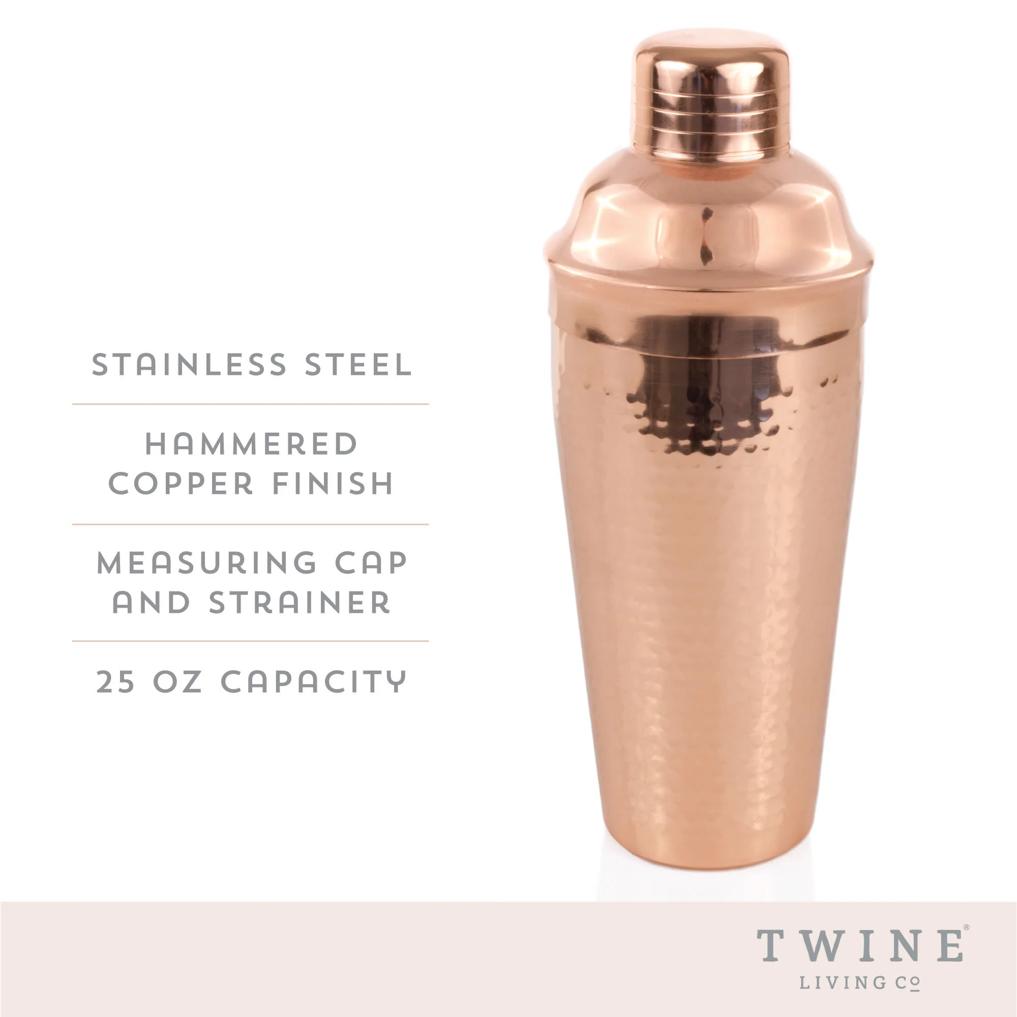Hammered Cocktail Shaker in Copper - Image 6