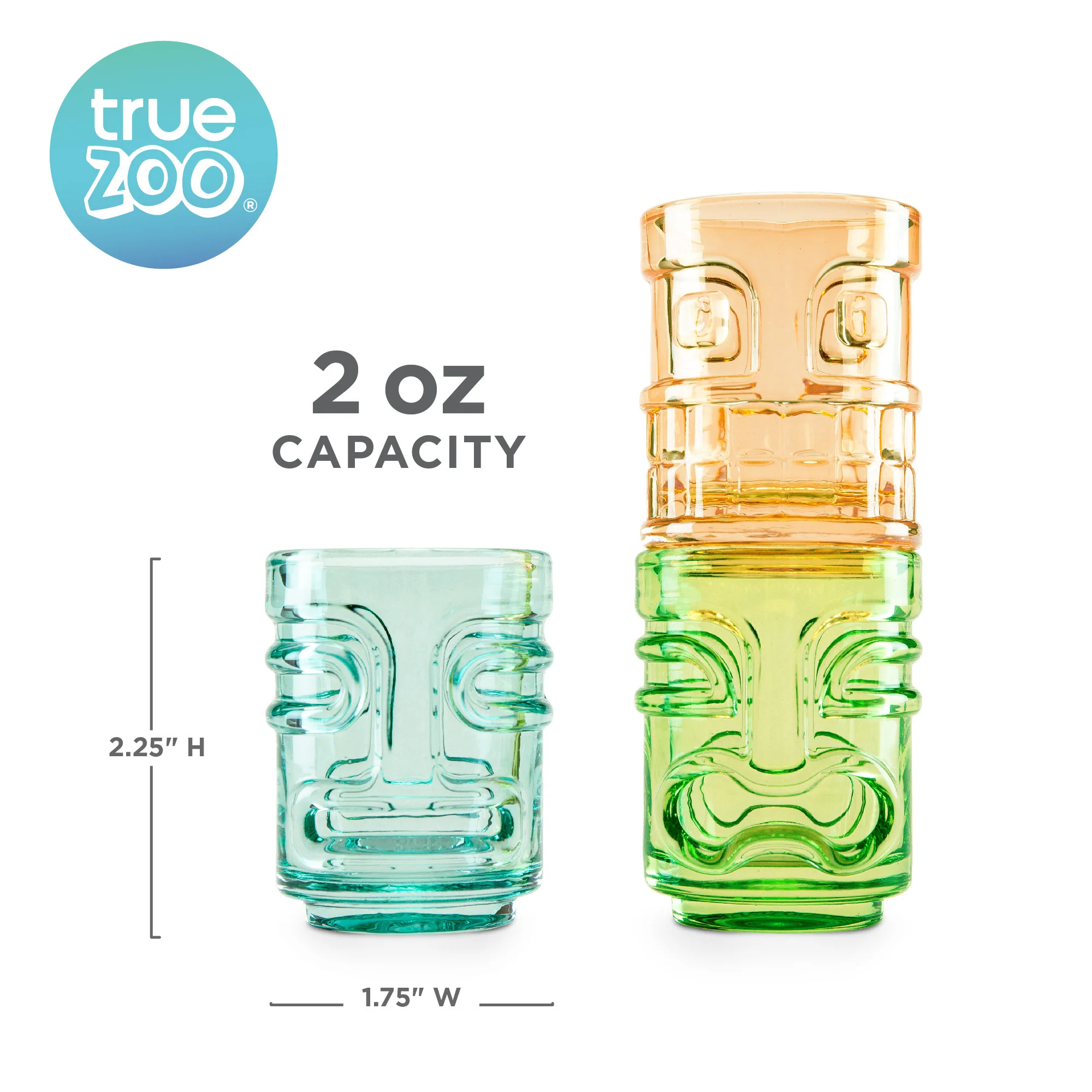 TrueZoo Tiki Trio Shot Glasses in Assorted Colors, Set of 3 - Image 7