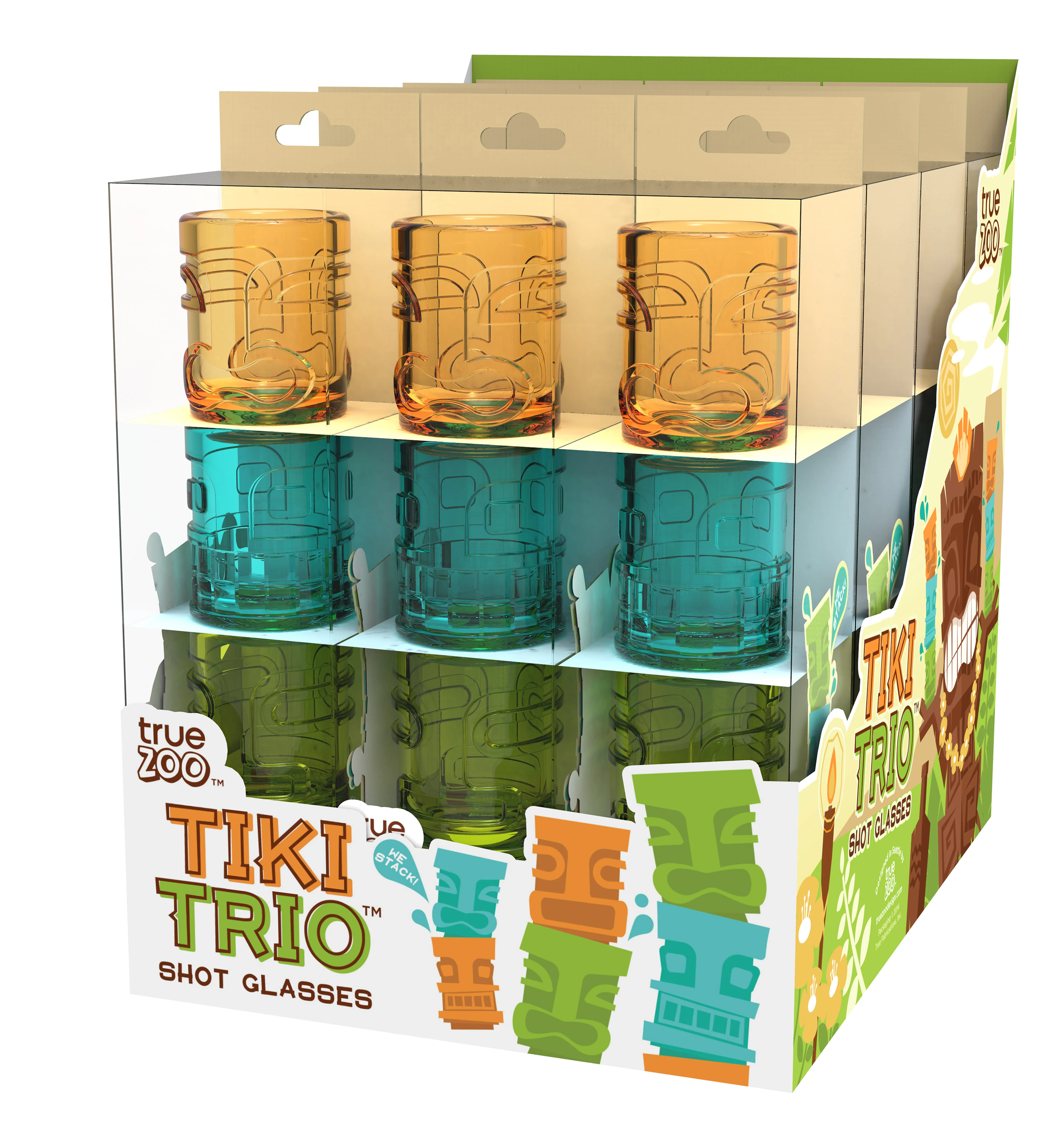 TrueZoo Tiki Trio Shot Glasses in Assorted Colors, Set of 3 - Image 8
