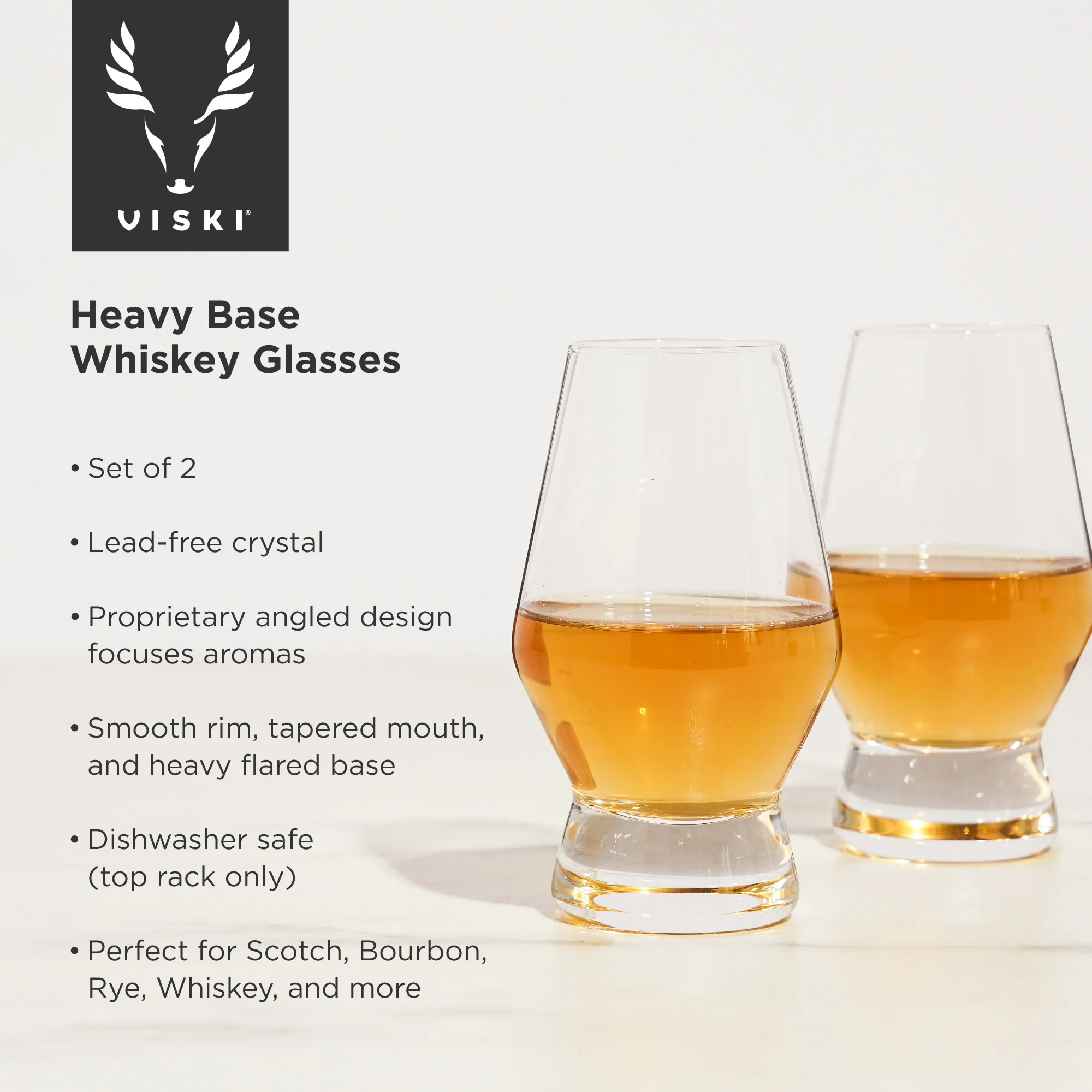 Raye Heavy Base Crystal Whiskey Tasting Glasses, Set of 2 - Image 7