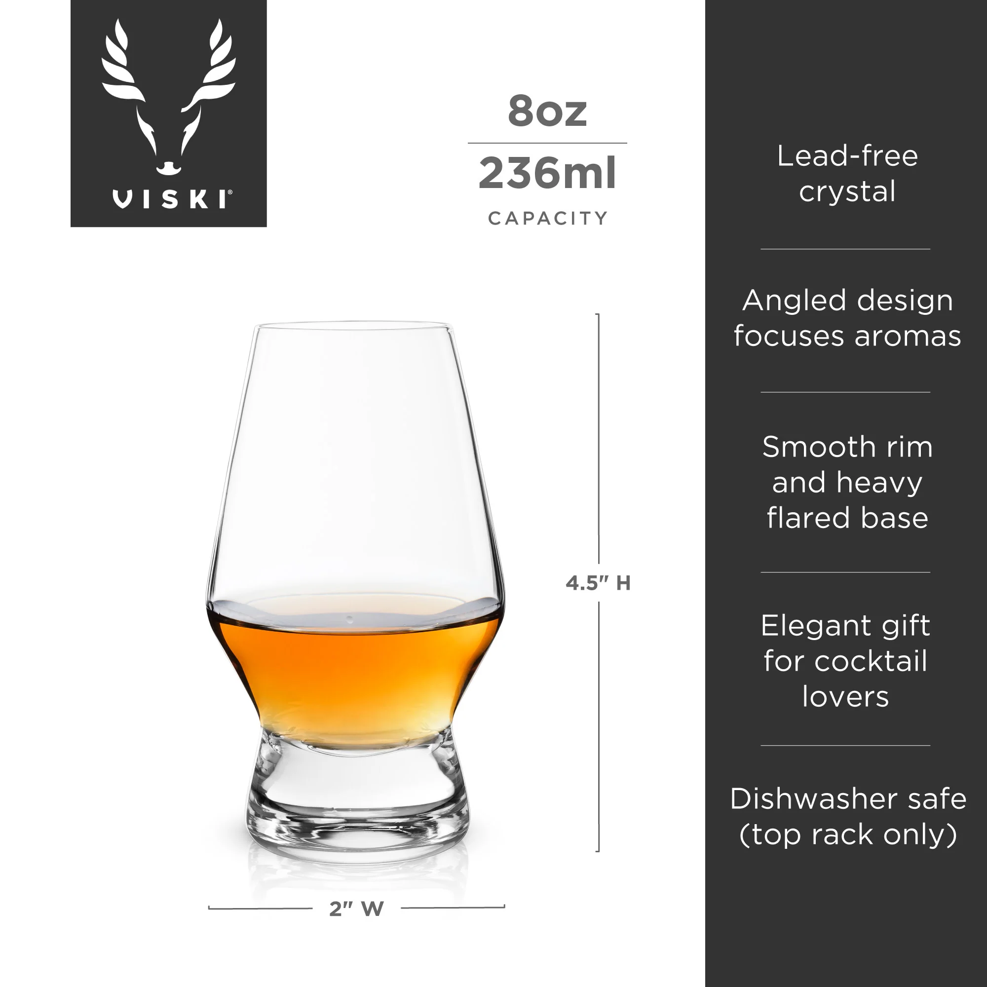 Raye Heavy Base Crystal Whiskey Tasting Glasses, Set of 2 - Image 8