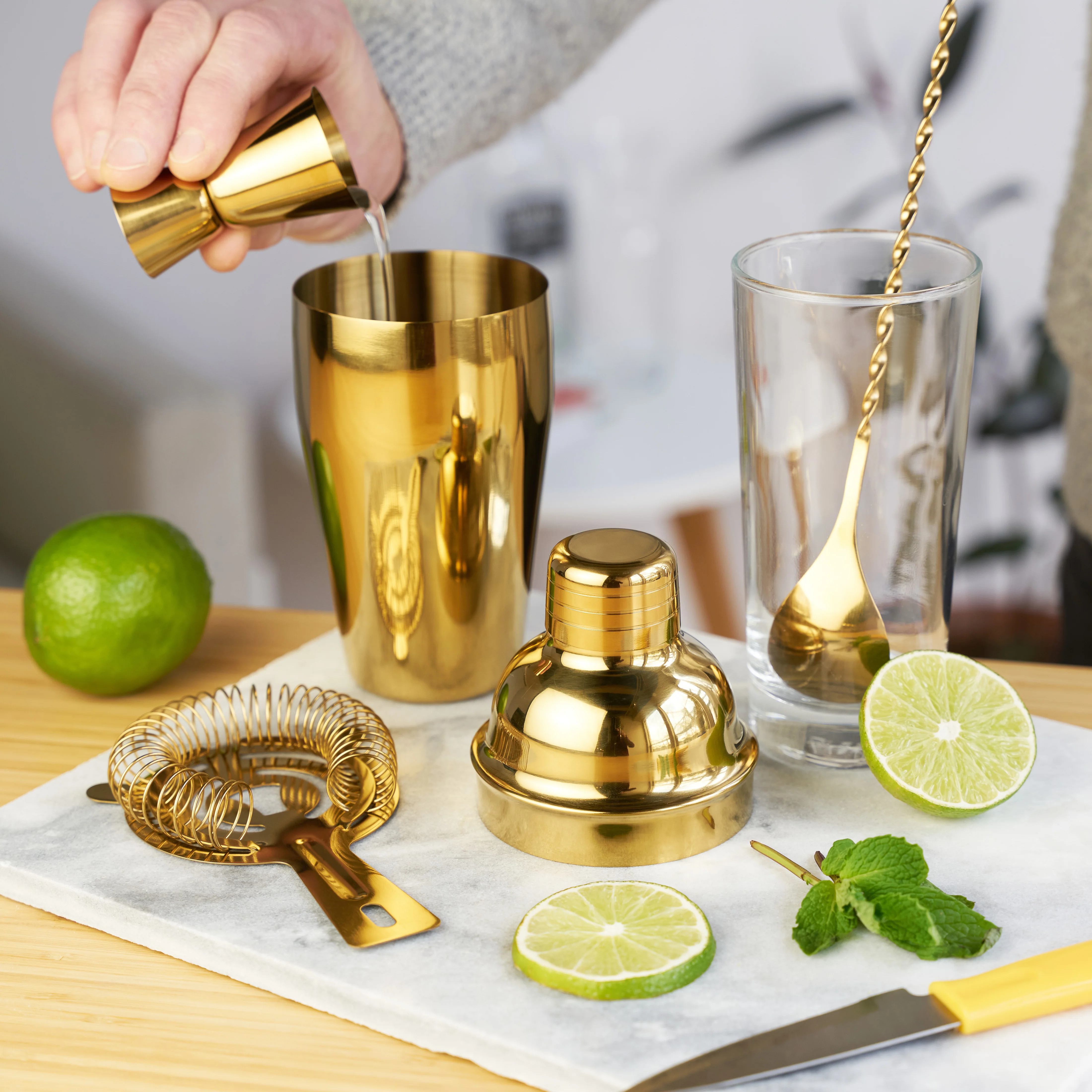 4-Piece Mixologist Barware Set in Gold - Image 5