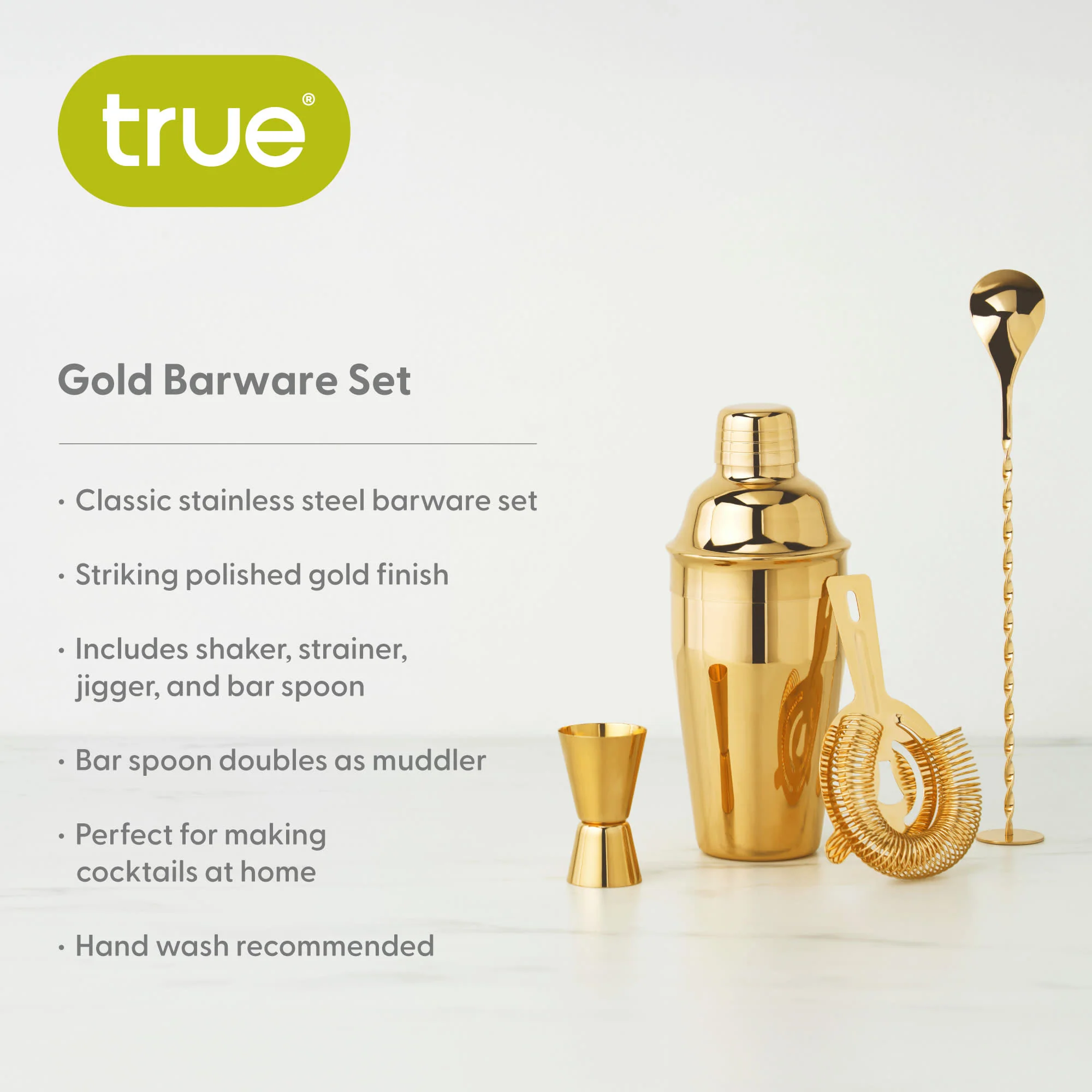 4-Piece Mixologist Barware Set in Gold - Image 7