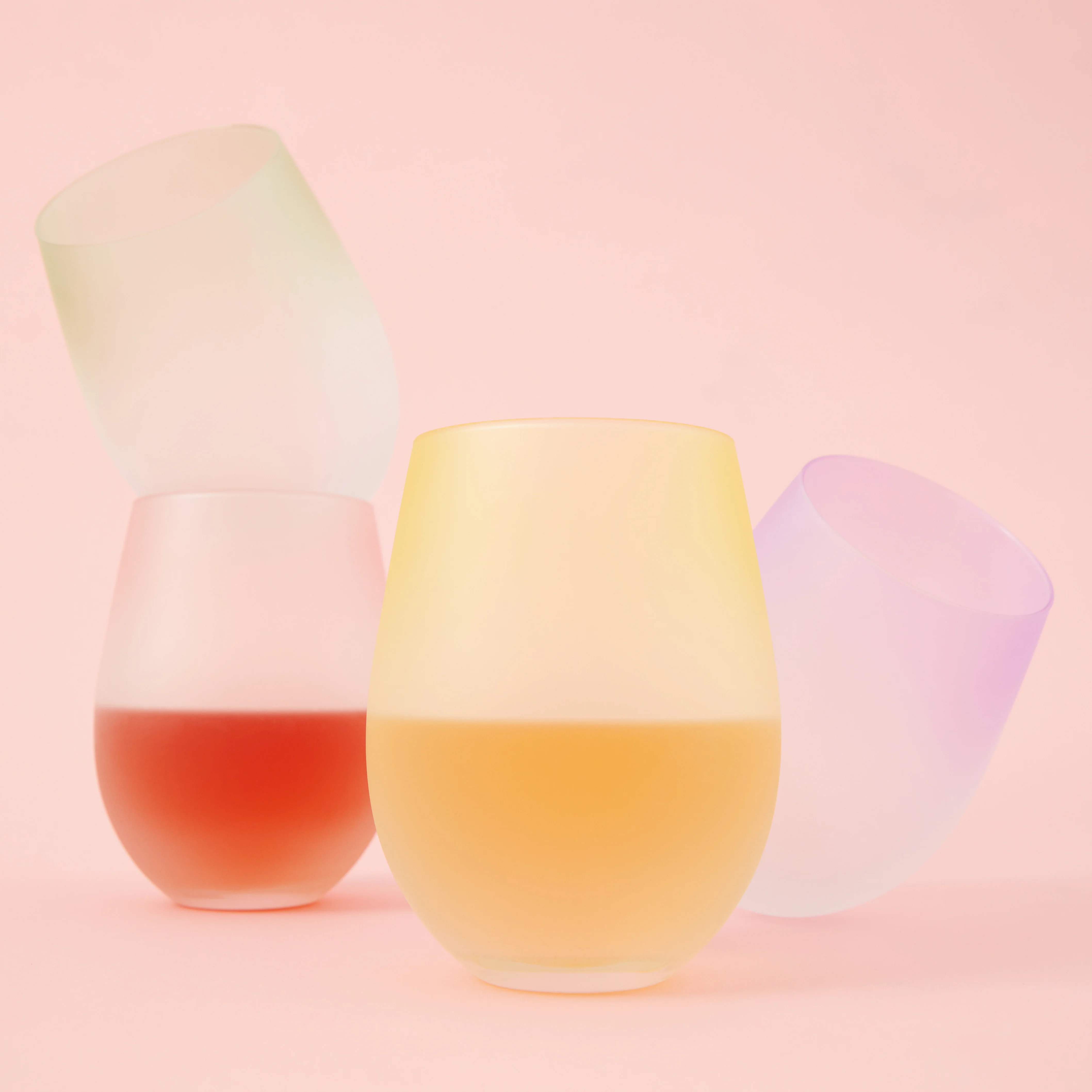 Frosted Ombre Stemless Wine Tumbler in Assorted Colors, Set of 4 - Image 4