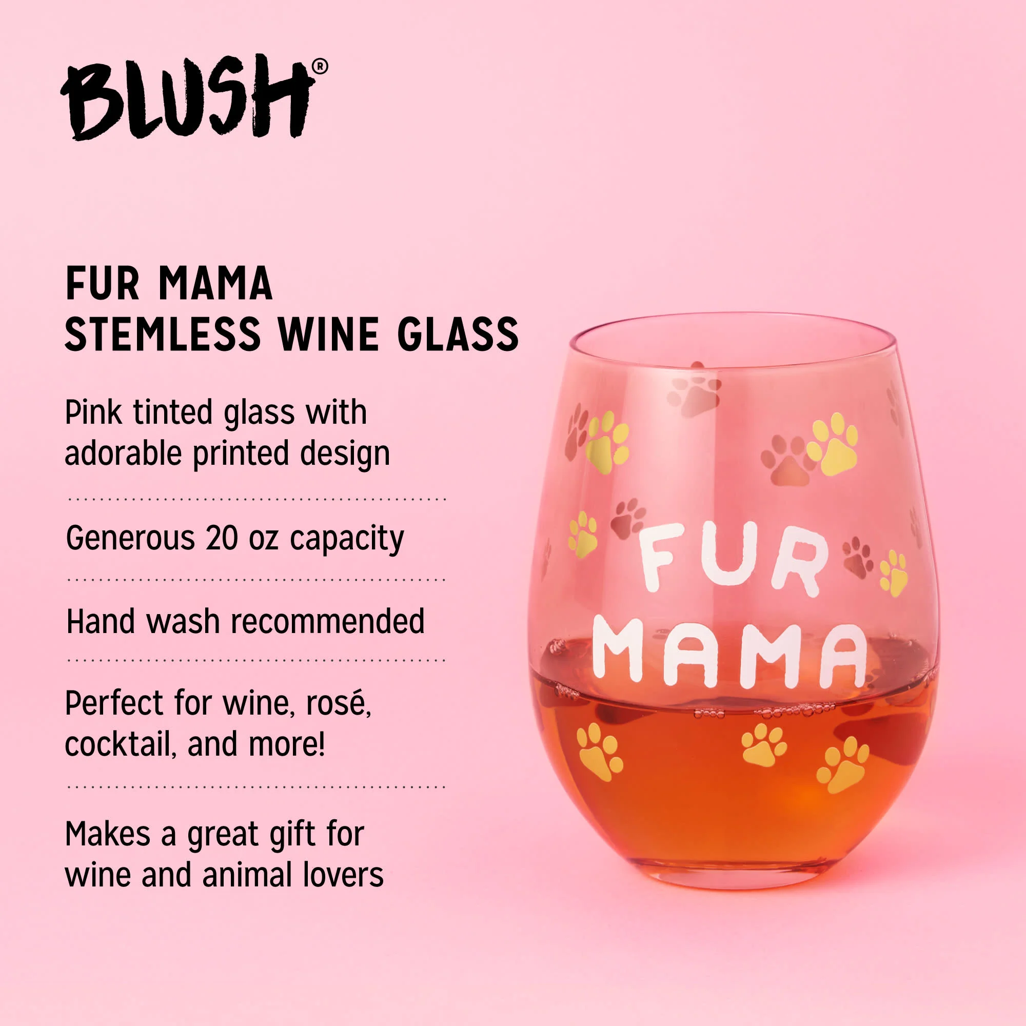 Fur Mama Stemless Wine Glass - Image 5