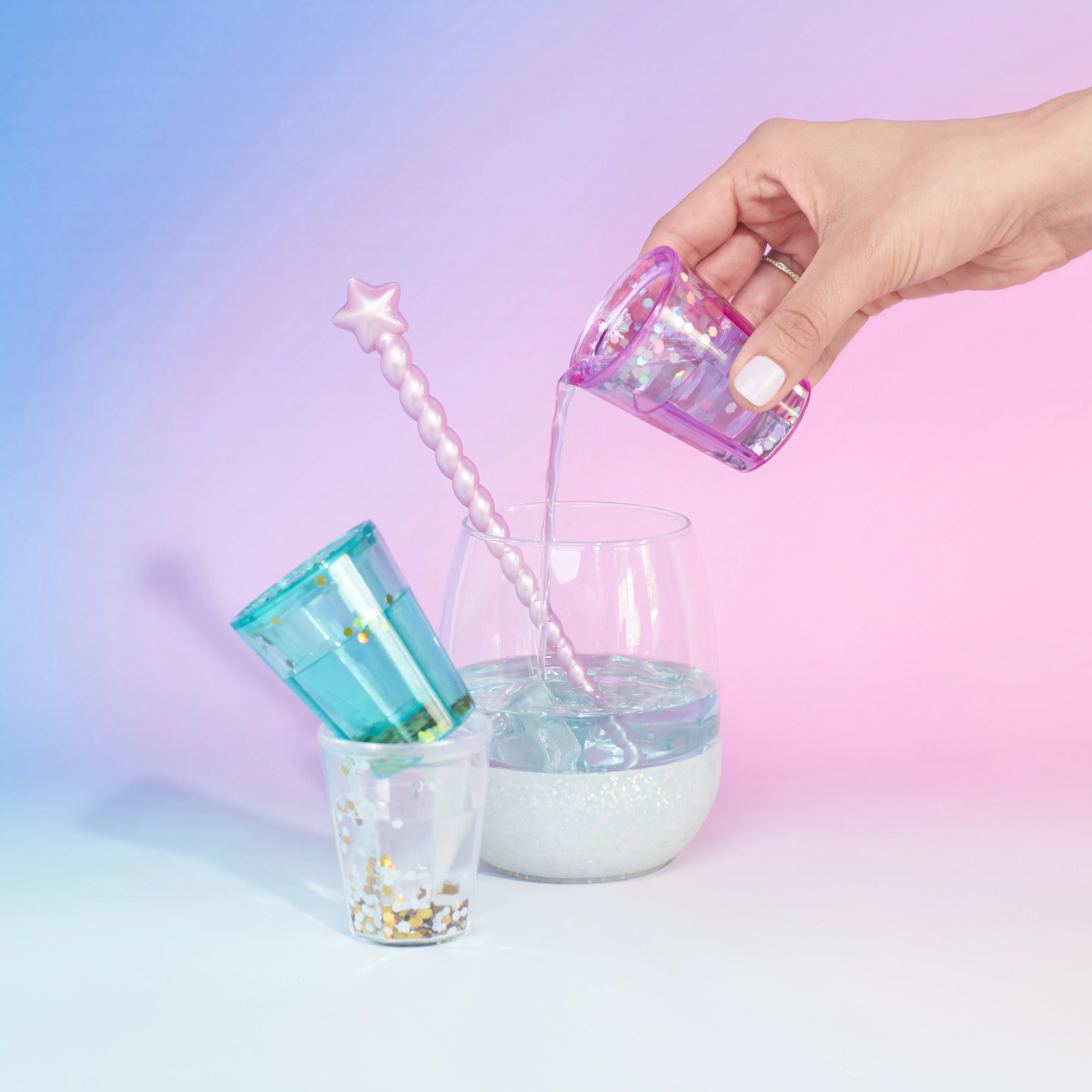 Mermaid Sparkle Glitter 1.5 oz Shot Glasses in Assorted Colors, Set of 3 - Image 4