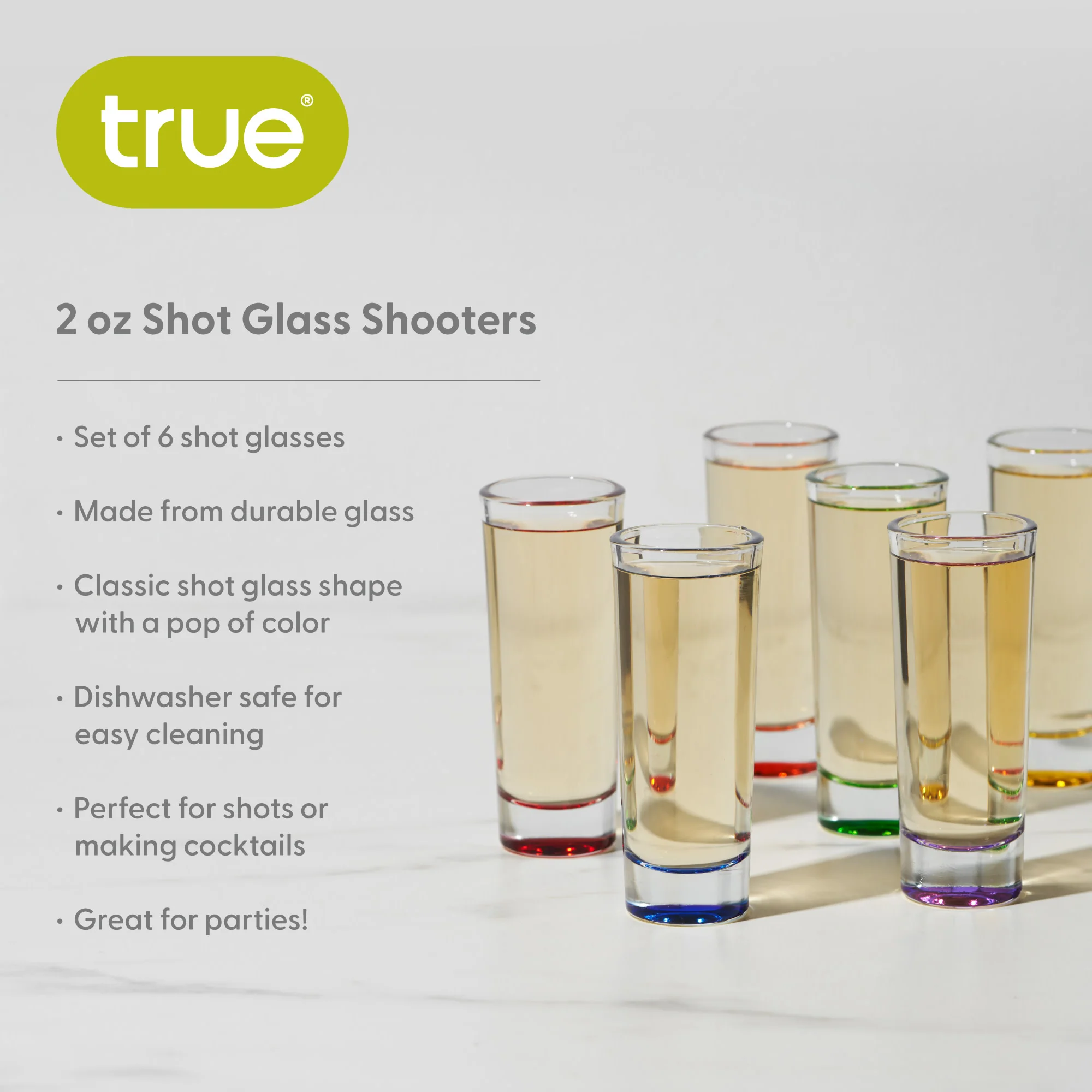 Shooter 2 oz Shot Glasses in Assorted Colors, Set of 6 - Image 7