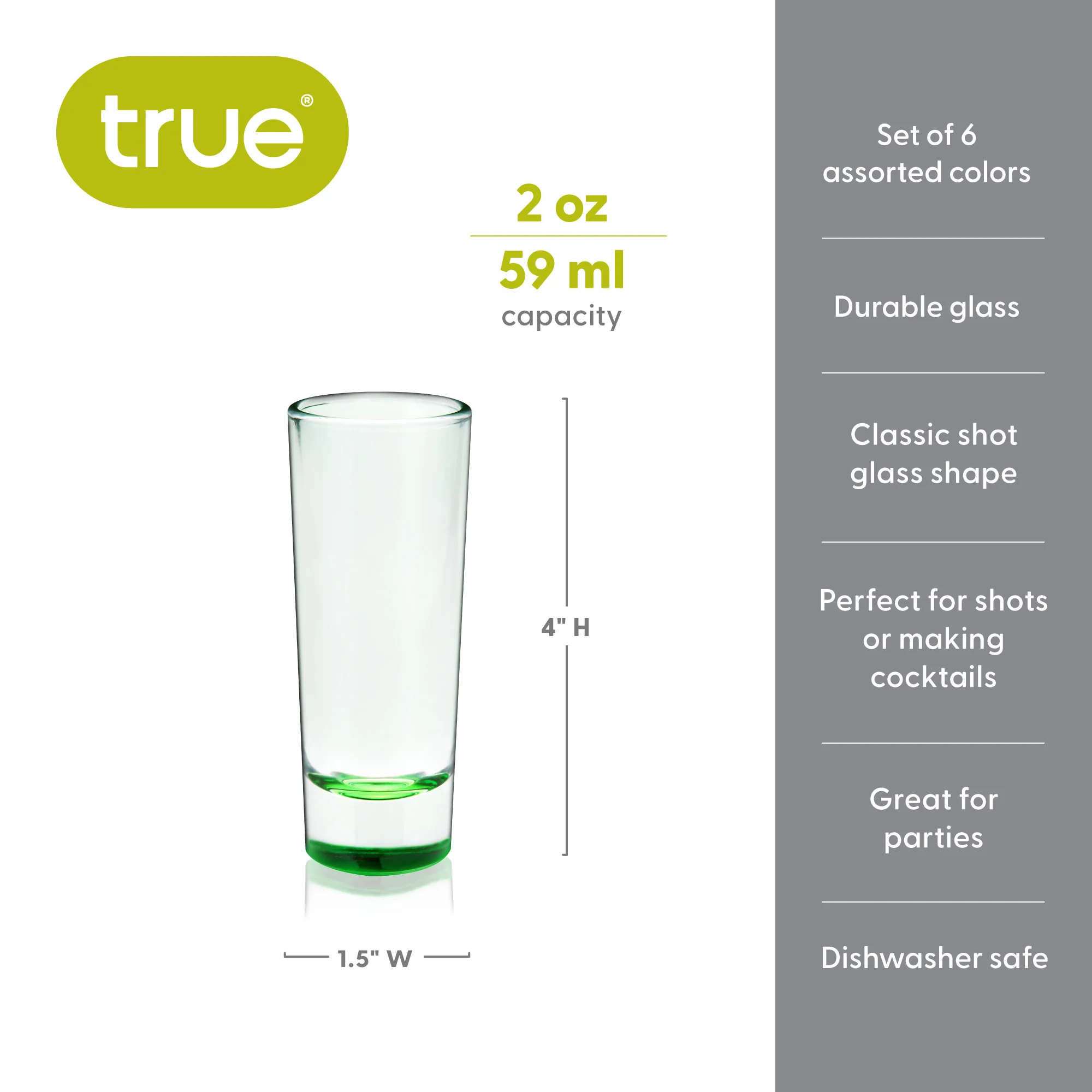 Shooter 2 oz Shot Glasses in Assorted Colors, Set of 6 - Image 8